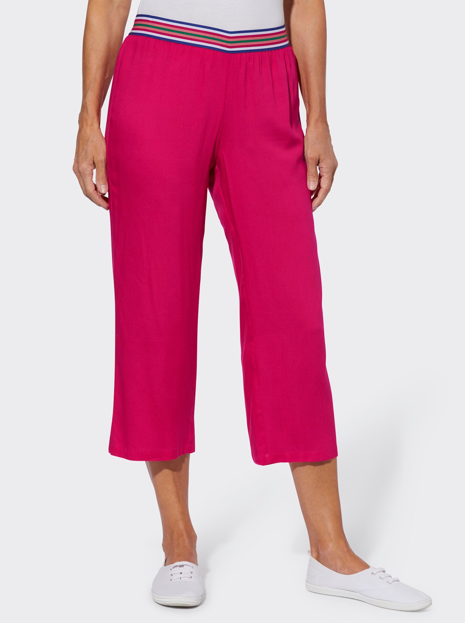 Comfortbroek met gestreepte comfortband - pink