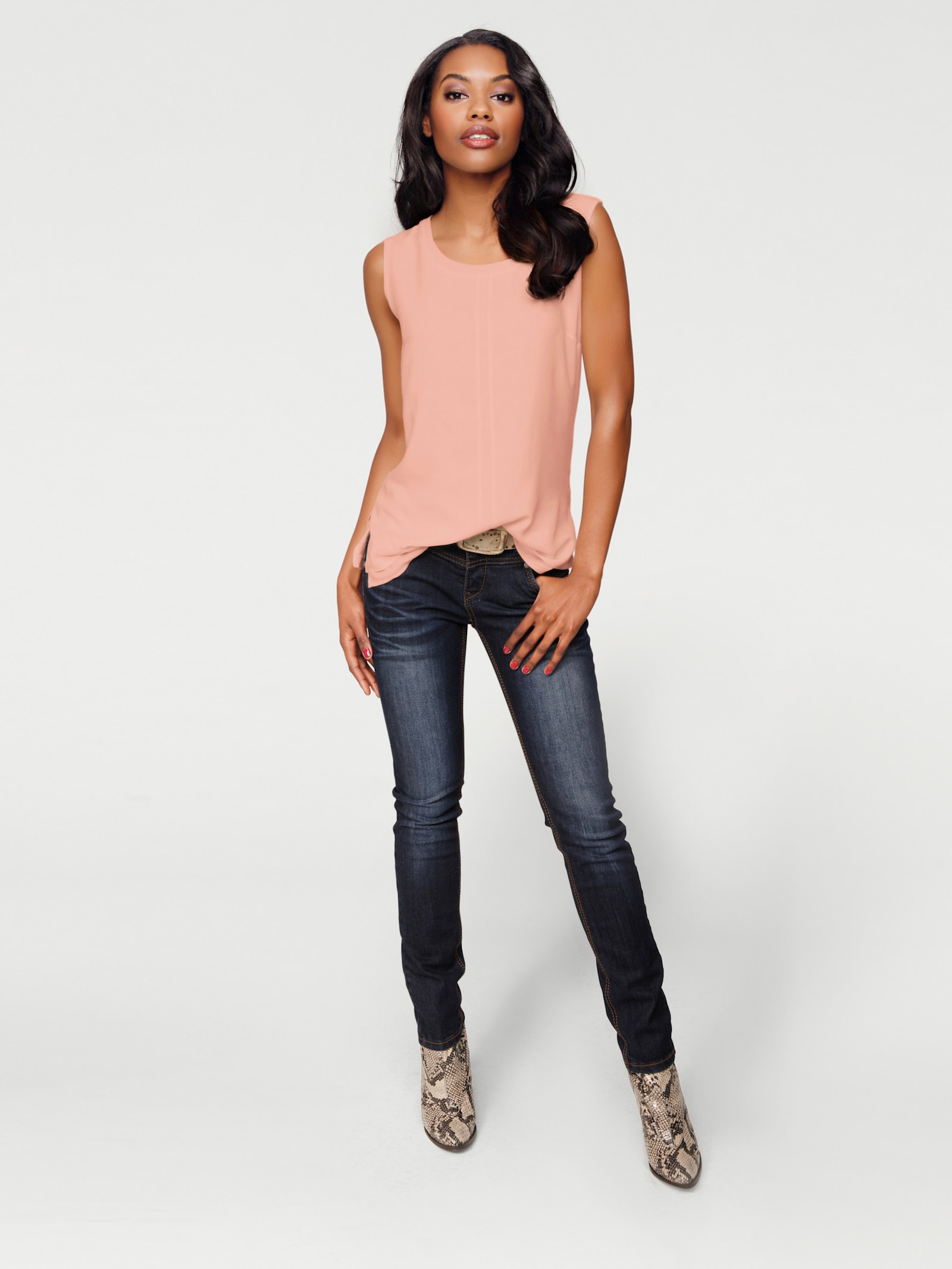 heine Shirttop in laagjeslook - apricot