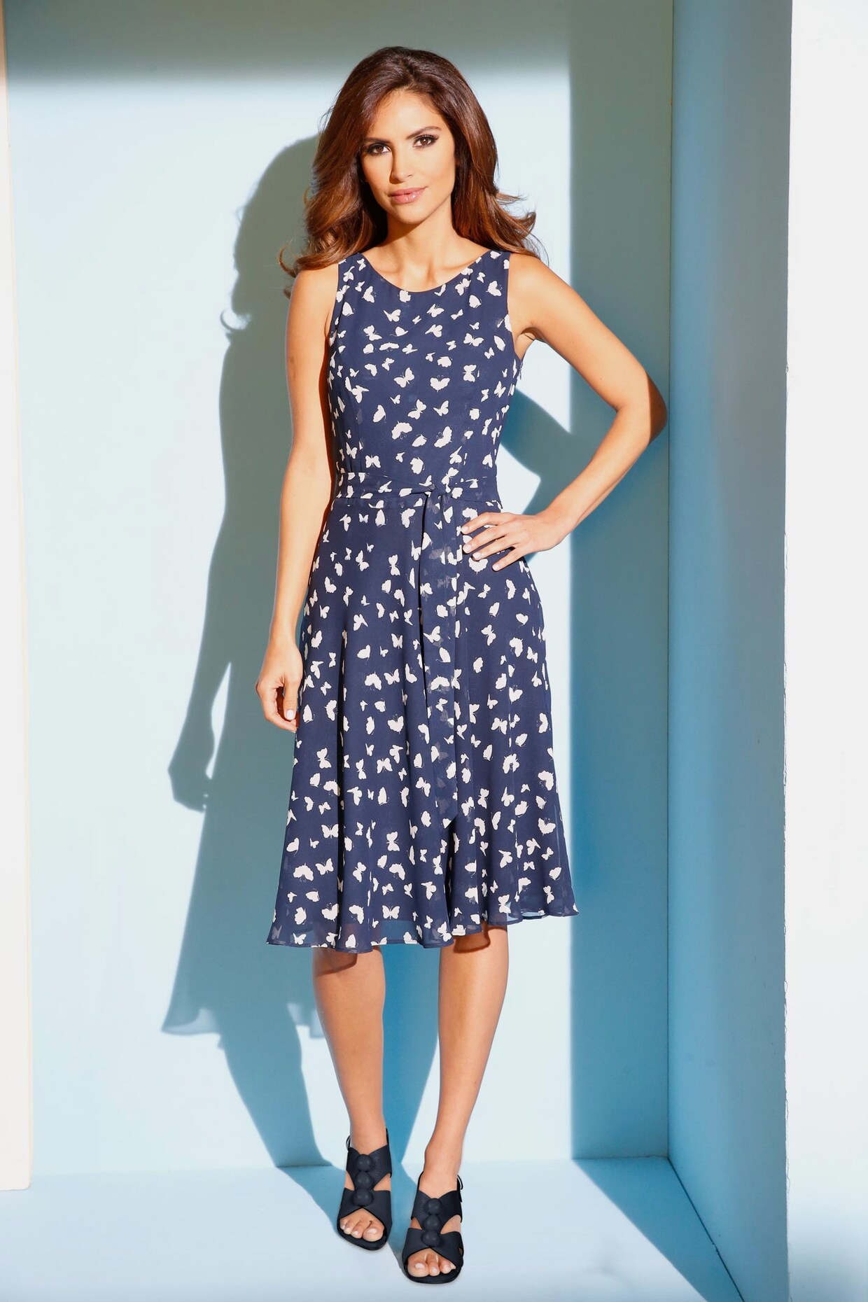 Ashley Brooke Druck-Kleid - marine-offwhite