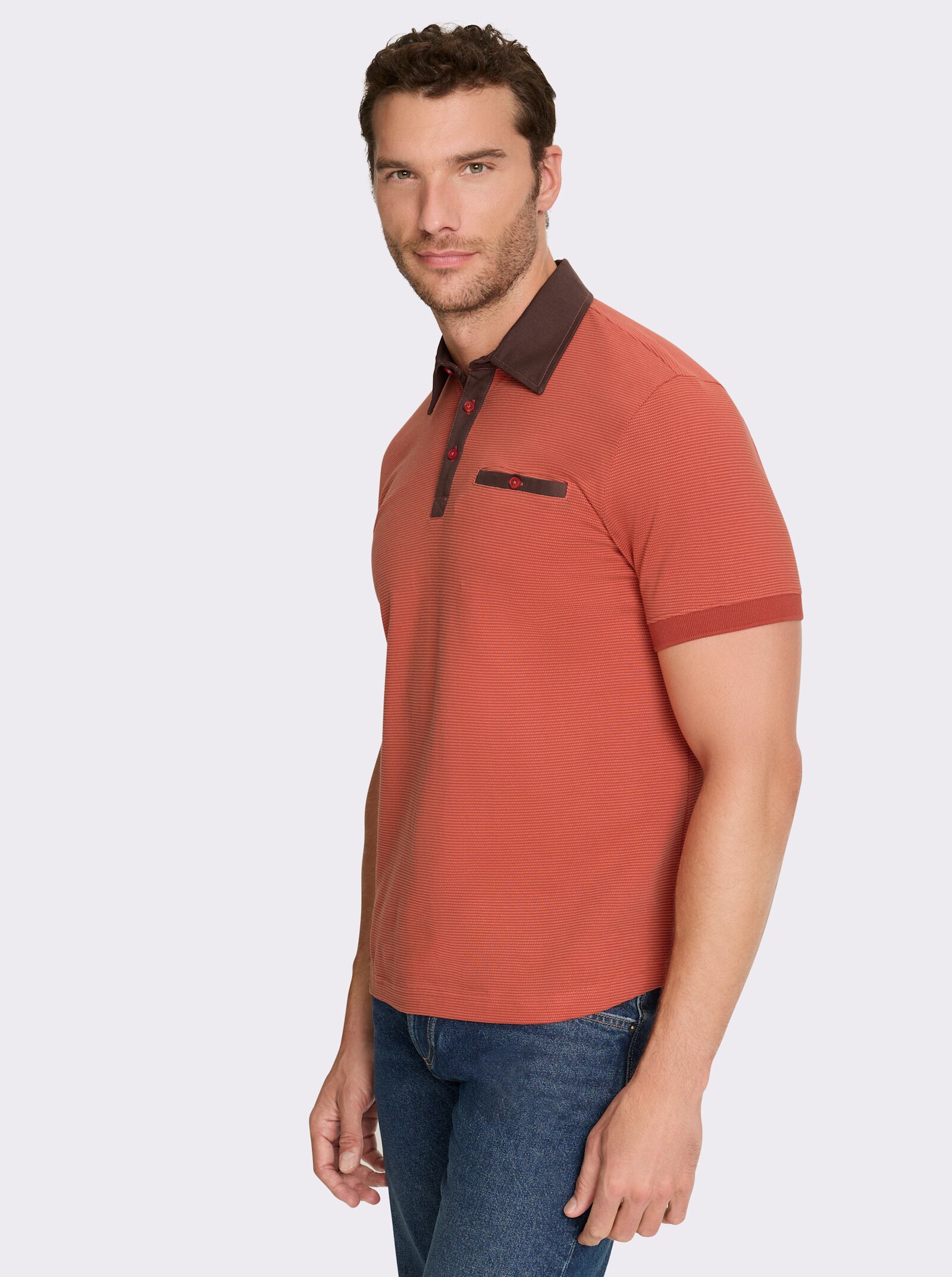 Marco Donati Kurzarmshirt mit Strukurmuster - terra