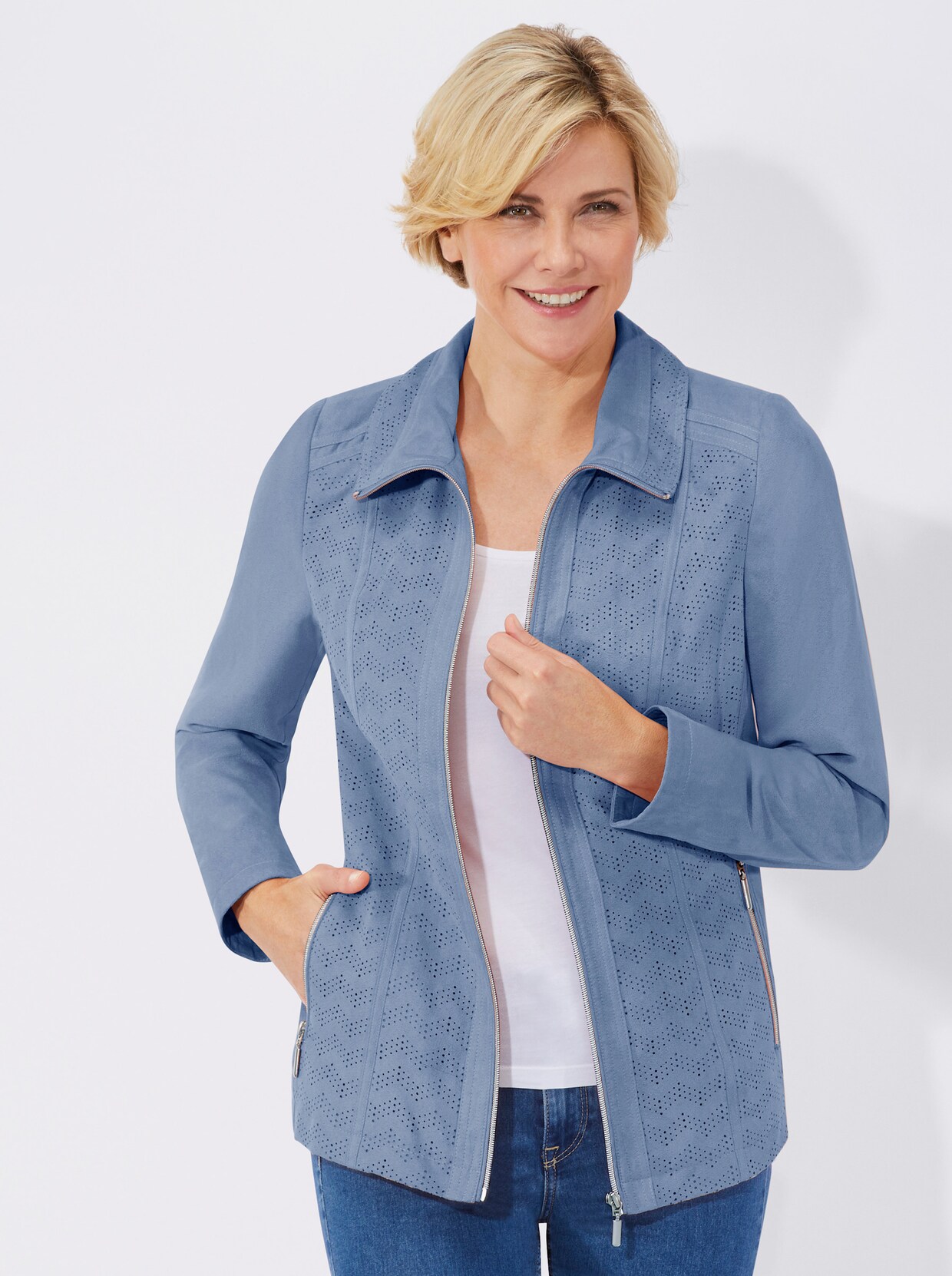 Blazer van imitatieleder - bleu