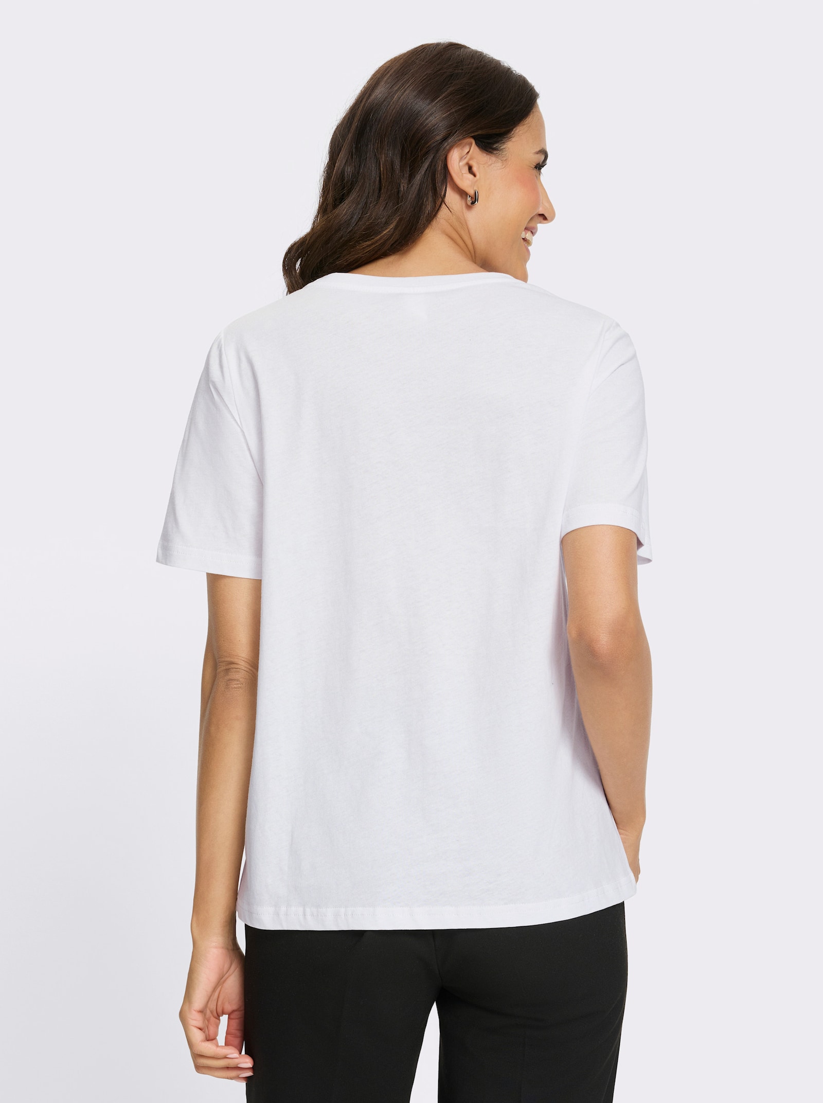 Rundhalsshirt mit platziertem Druck - weiß-bedruckt