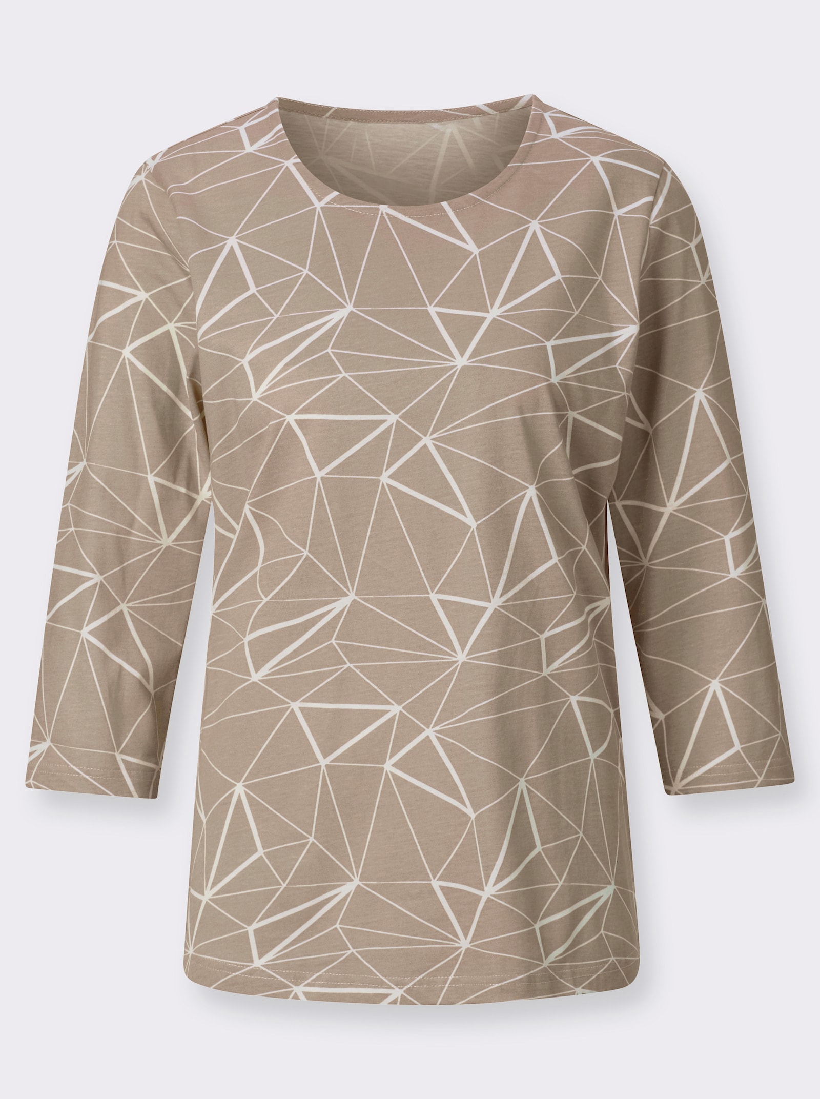 Rundhalsshirt im Grafik-Dessin - sesam-ecru-bedruckt