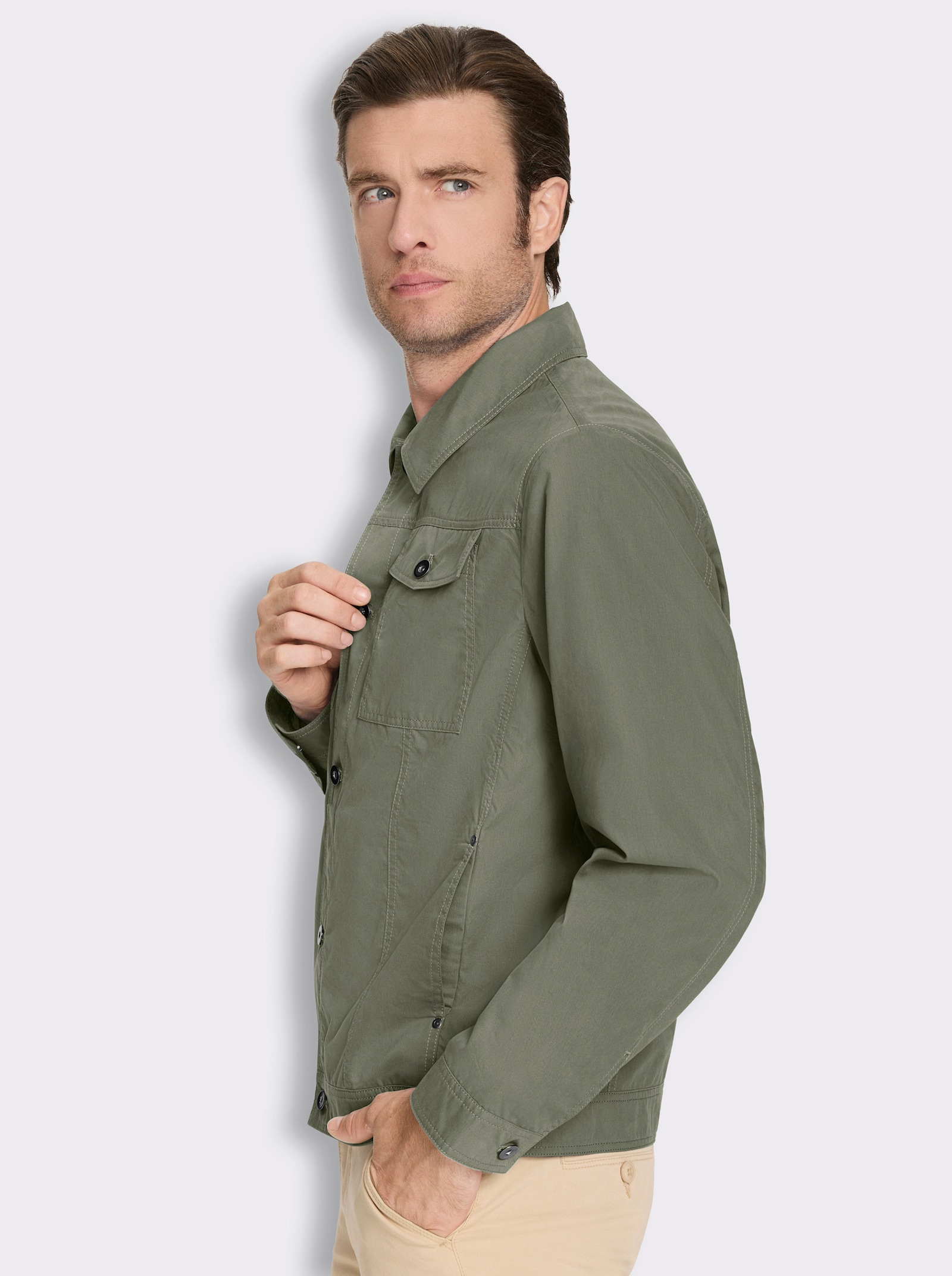 Marco Donati Jacke mit Metall-Knöpfen - khaki