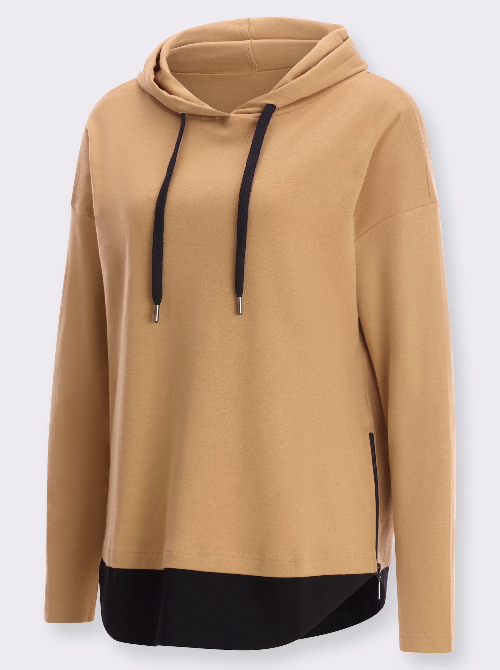 Hoodie in 2-in-1-look - camel