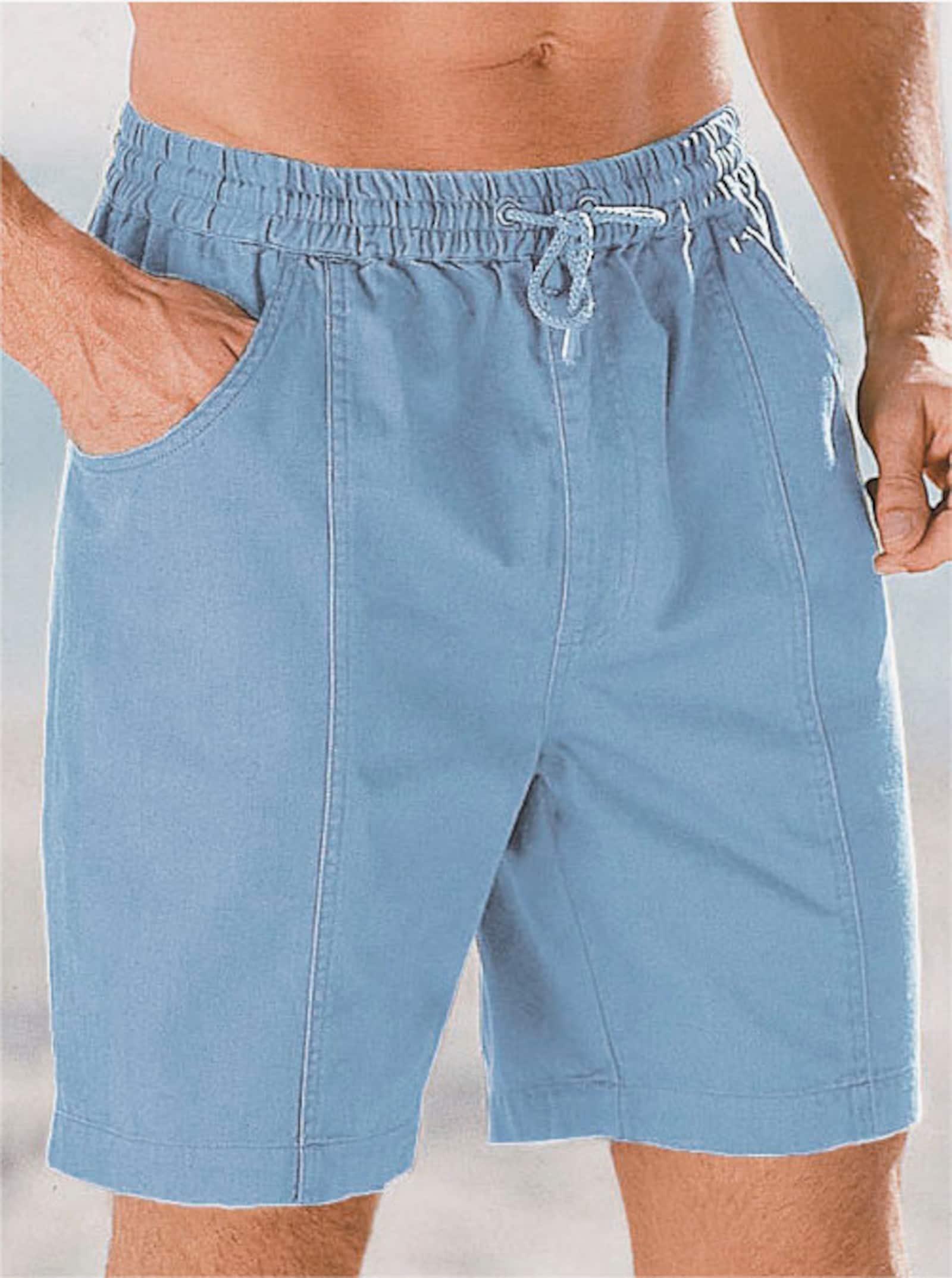 Šortky se širokou gumou - bělená modrá