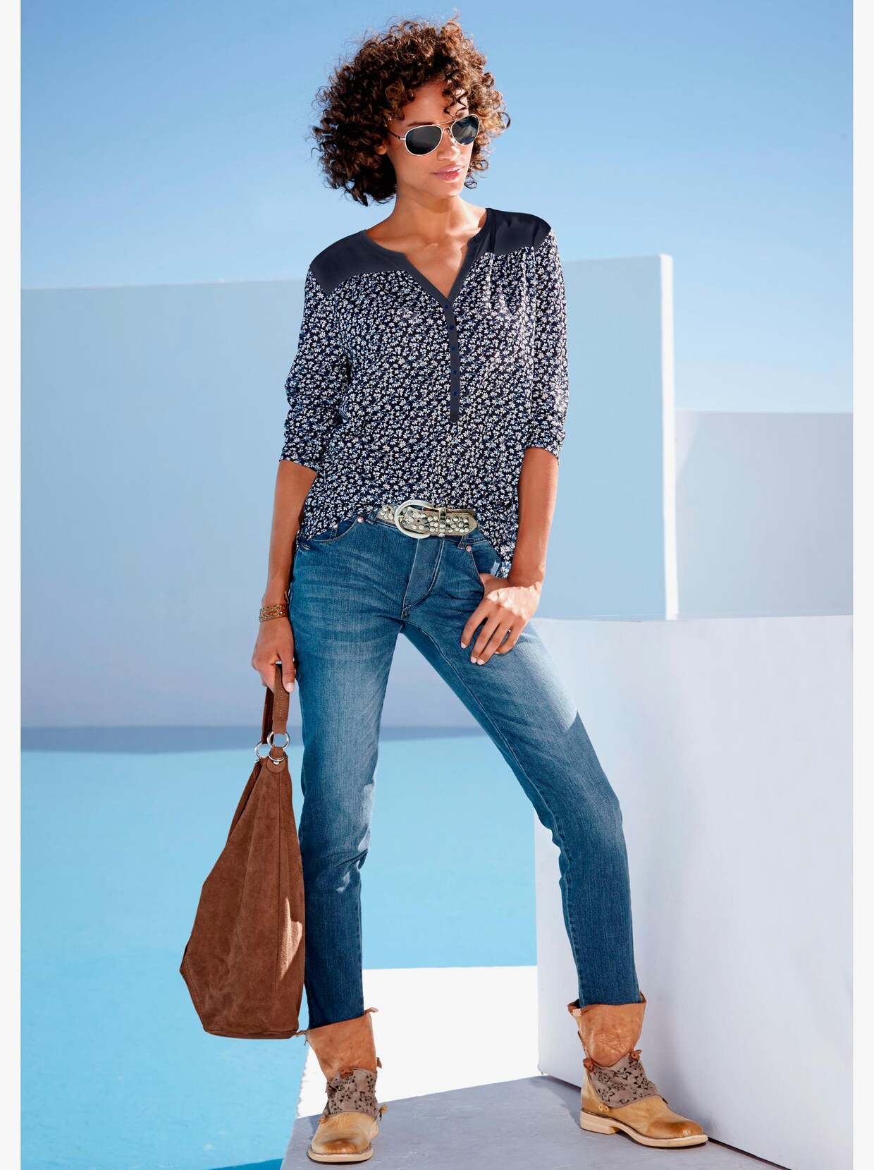 Langarmshirt - blau
