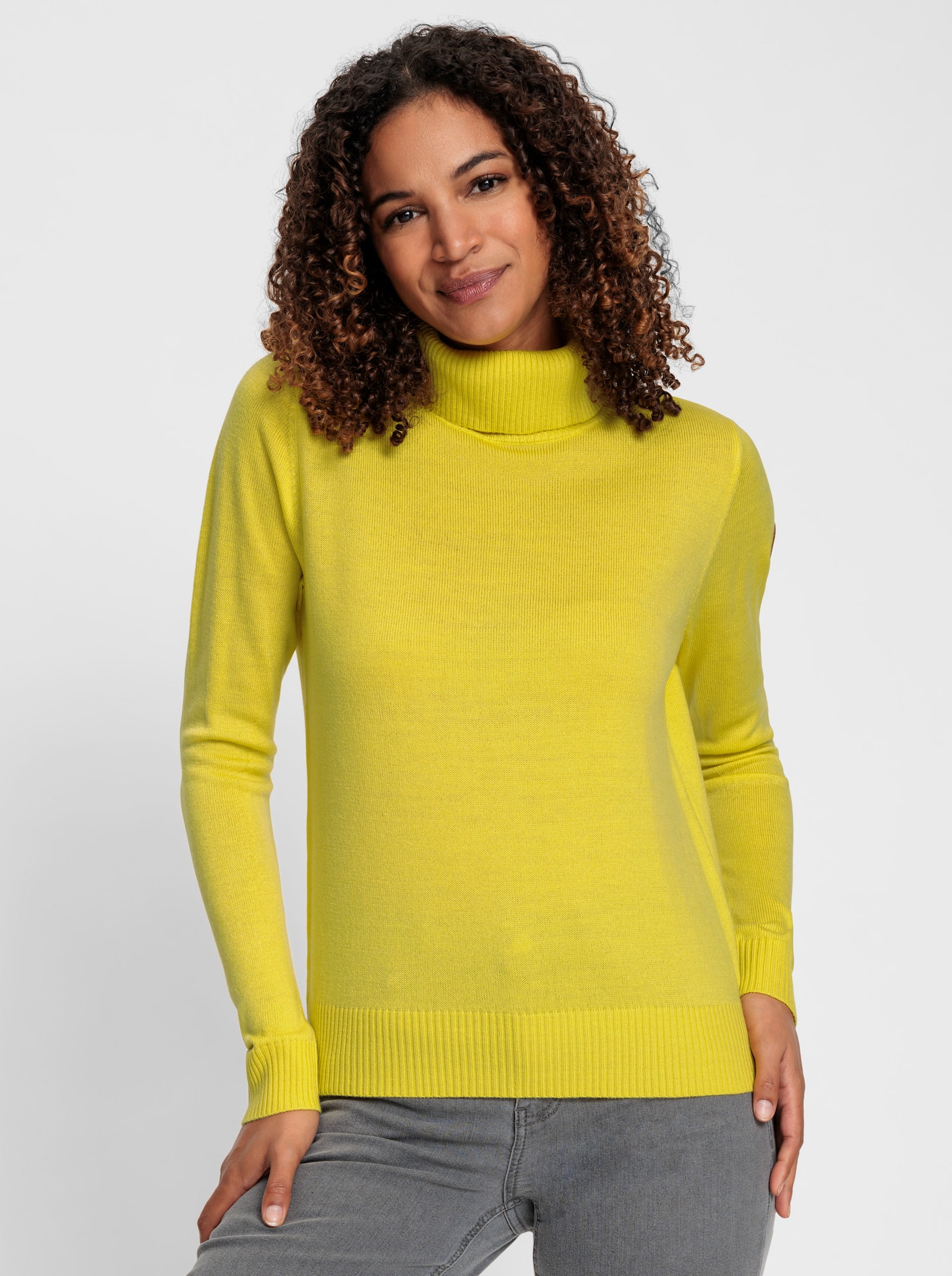 Rollkragenpullover in pflegeleichter Qualität - limone