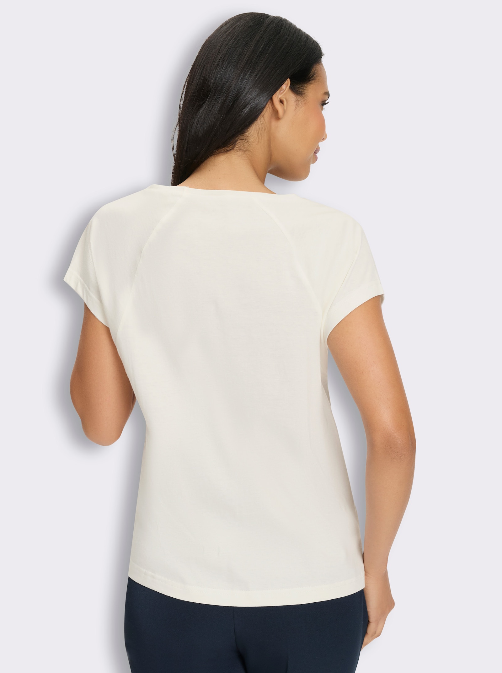 3/4-Arm-Shirt mit Spitzeneinsatz - ecru