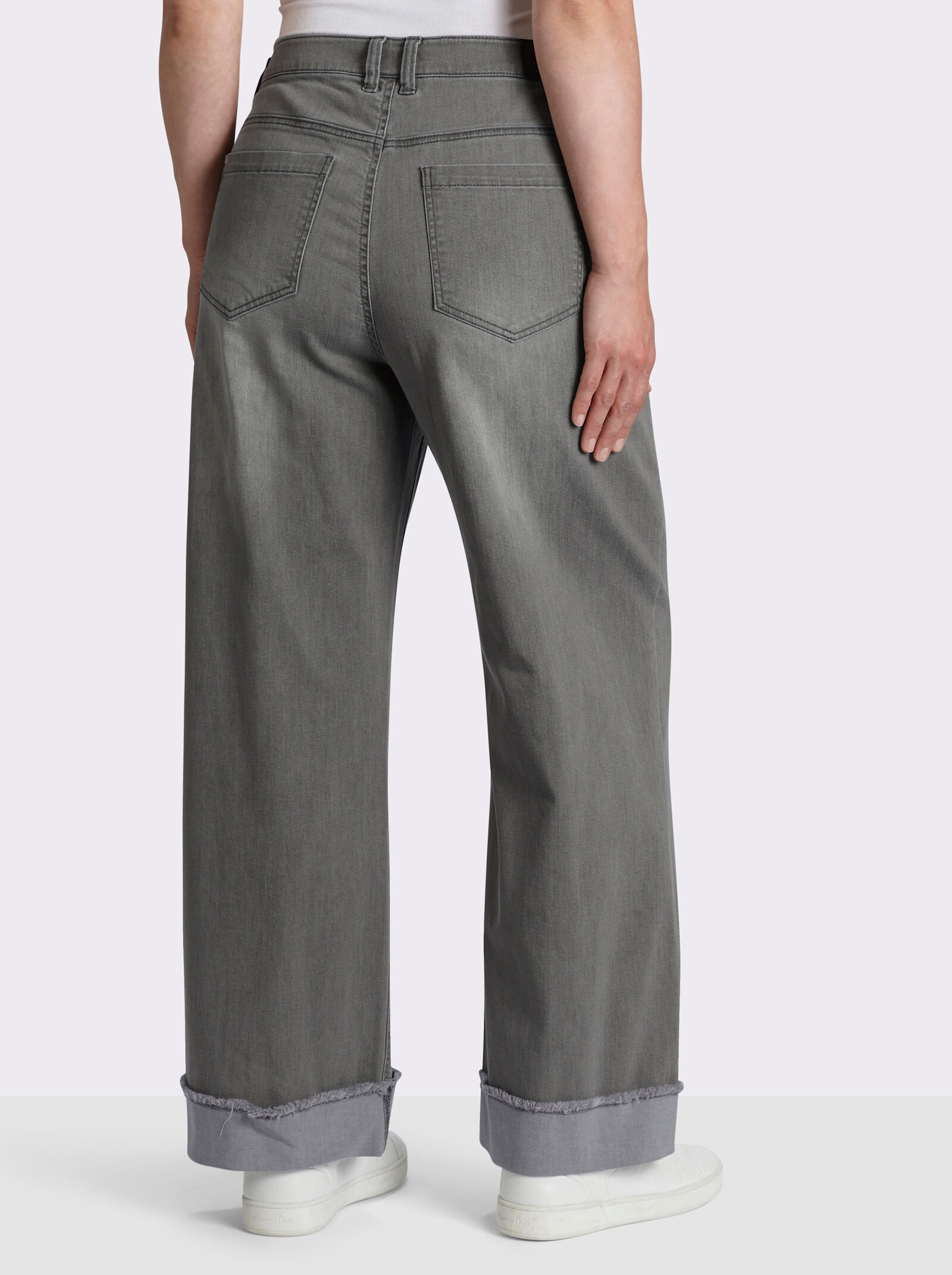 sheego Jeans weit, mit Biese und Saumumschlag - light grey-denim
