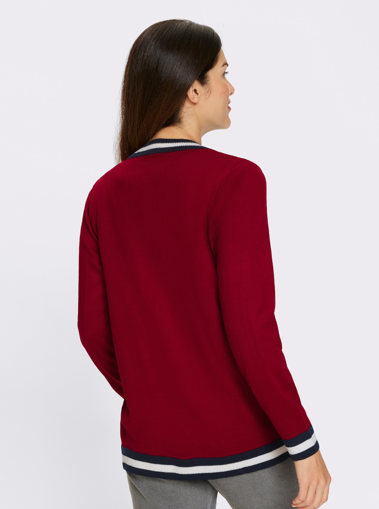 Strickjacke - rot-marine