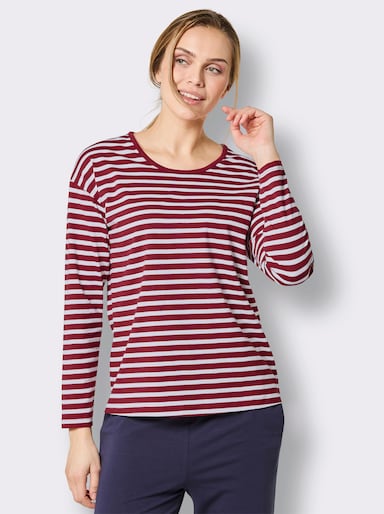 Langarmshirt mit Ringelmuster - kirsche-weiß-geringelt