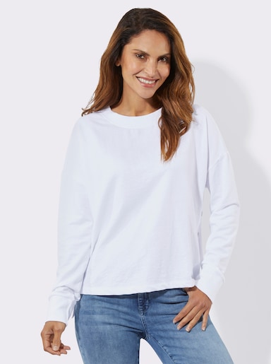 Sweatshirt mit seitlicher Druckknopfleiste - weiß