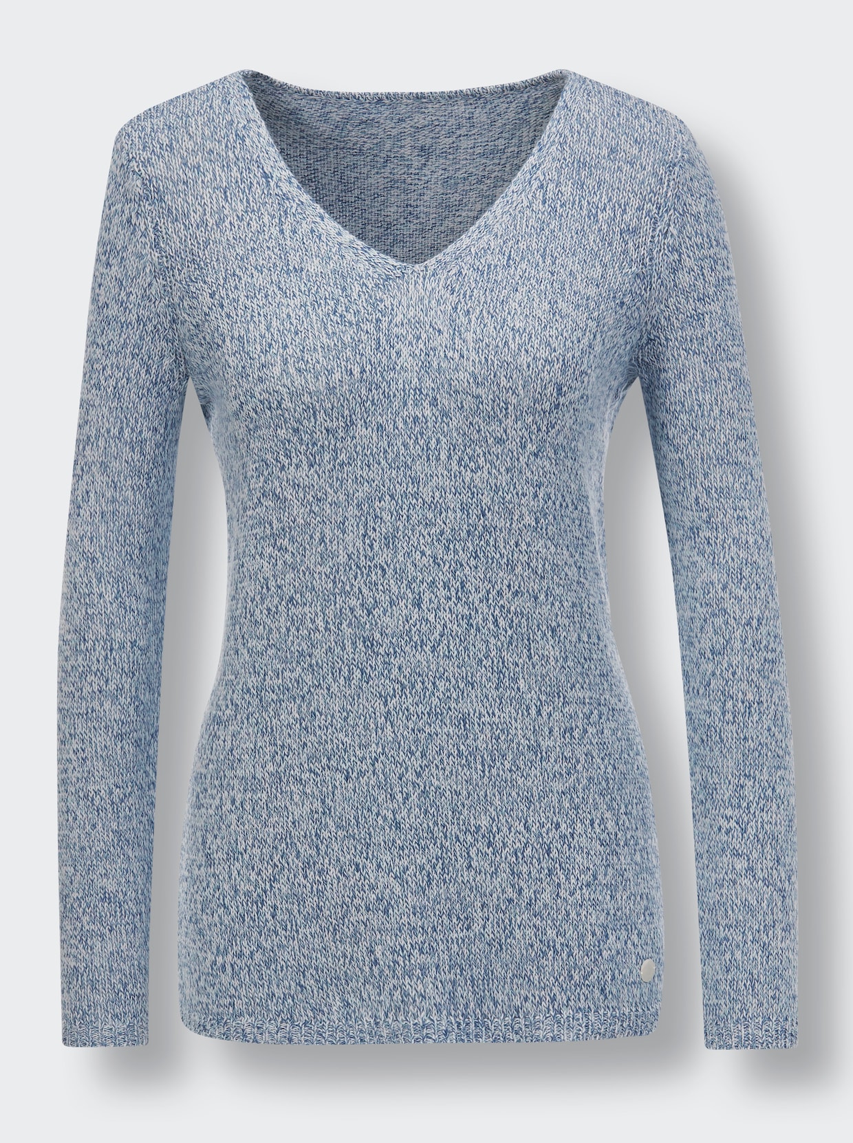 Creation L Premium Leinen-Baumwoll-Pullover - jeansblau-mint-meliert