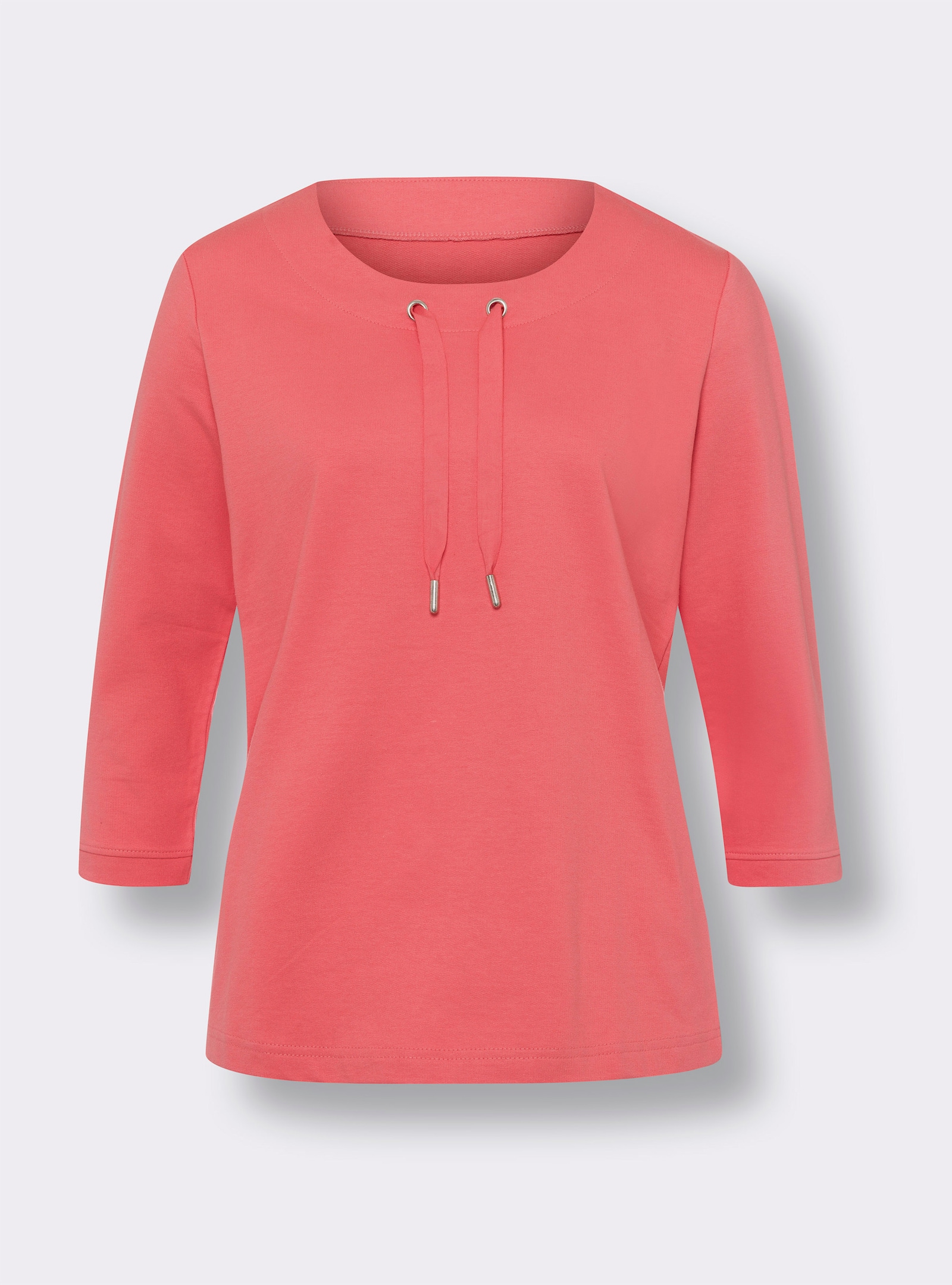 Sweatshirt med knytband i ringningen - korall