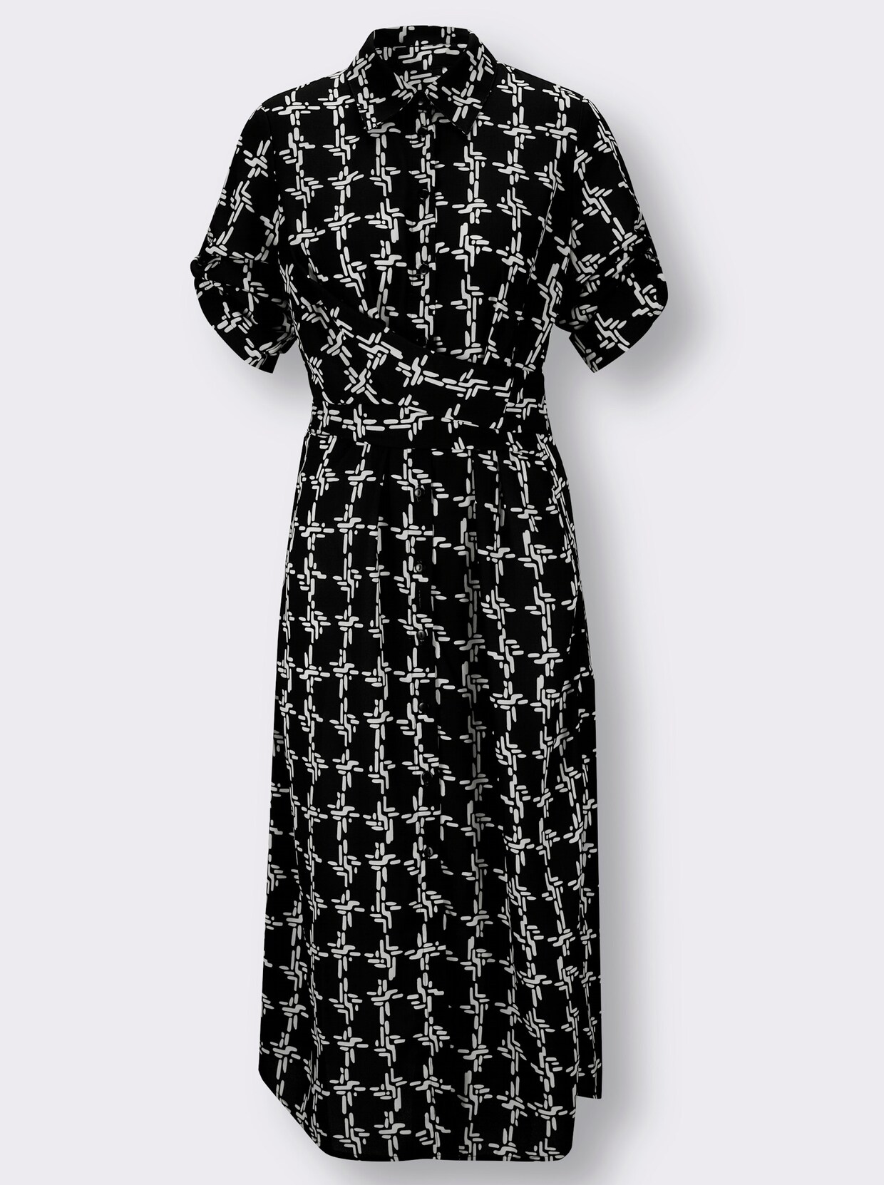 Kleid - schwarz-weiß-bedruckt
