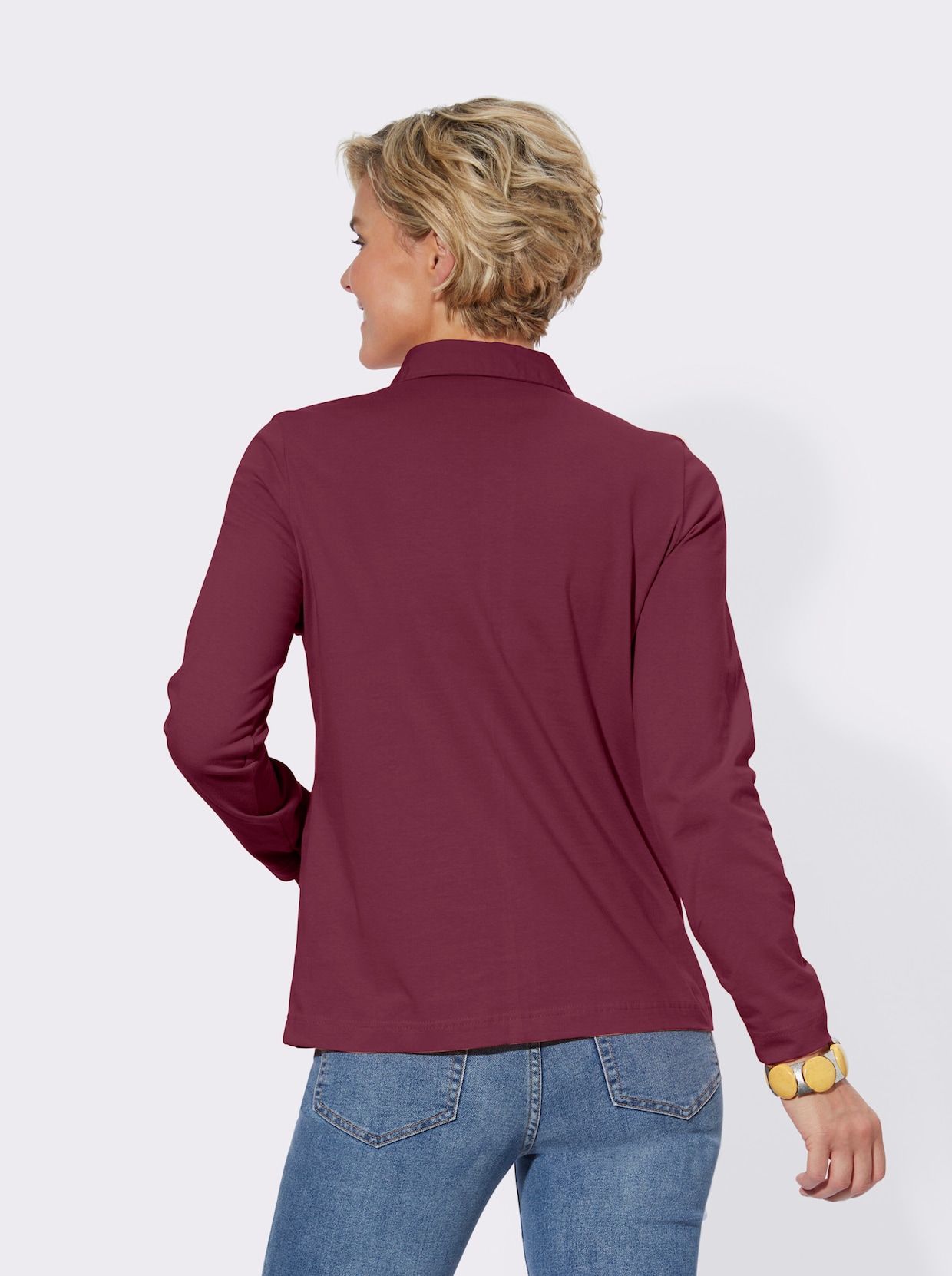 Poloshirt met lange mouwen - bordeaux