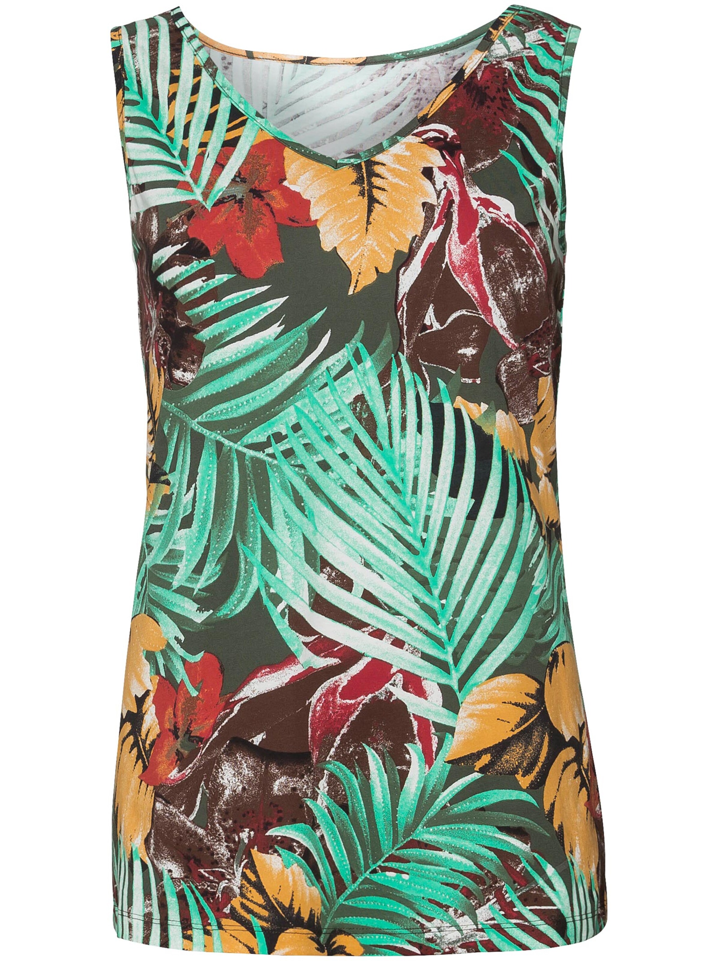 Shirttop - oliv-gemustert