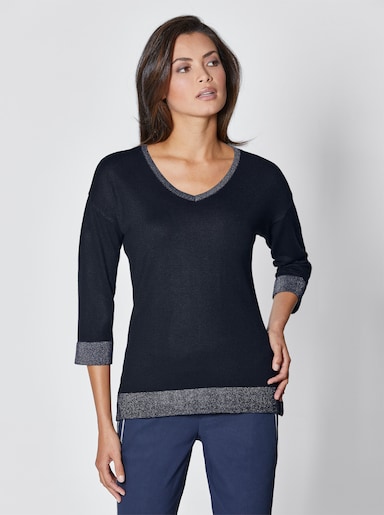 V-Ausschnitt-Pullover - marine