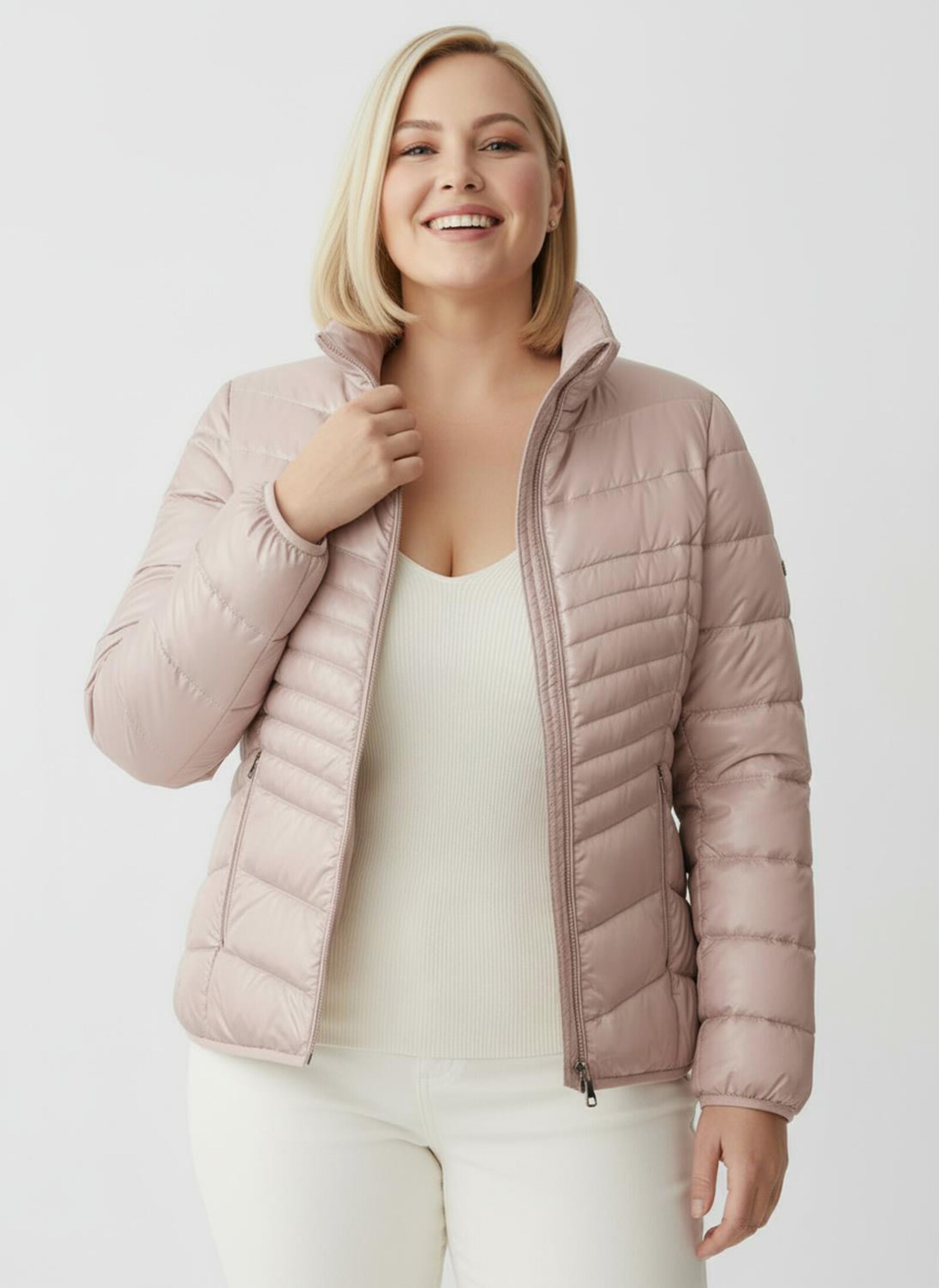 Steppjacke mit abzippbaren Ärmeln - puder