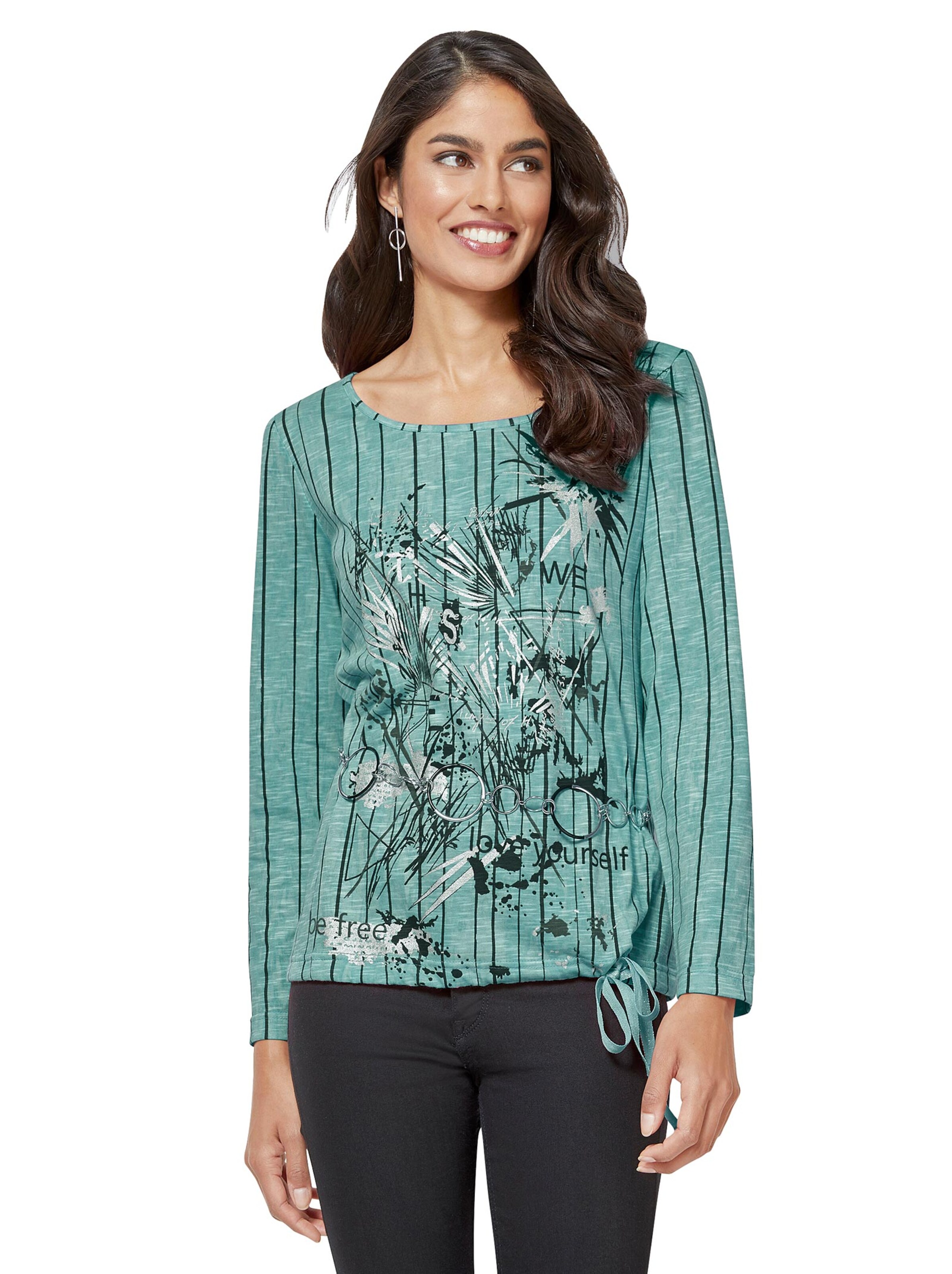 Shirt - mint-grau-bedruckt