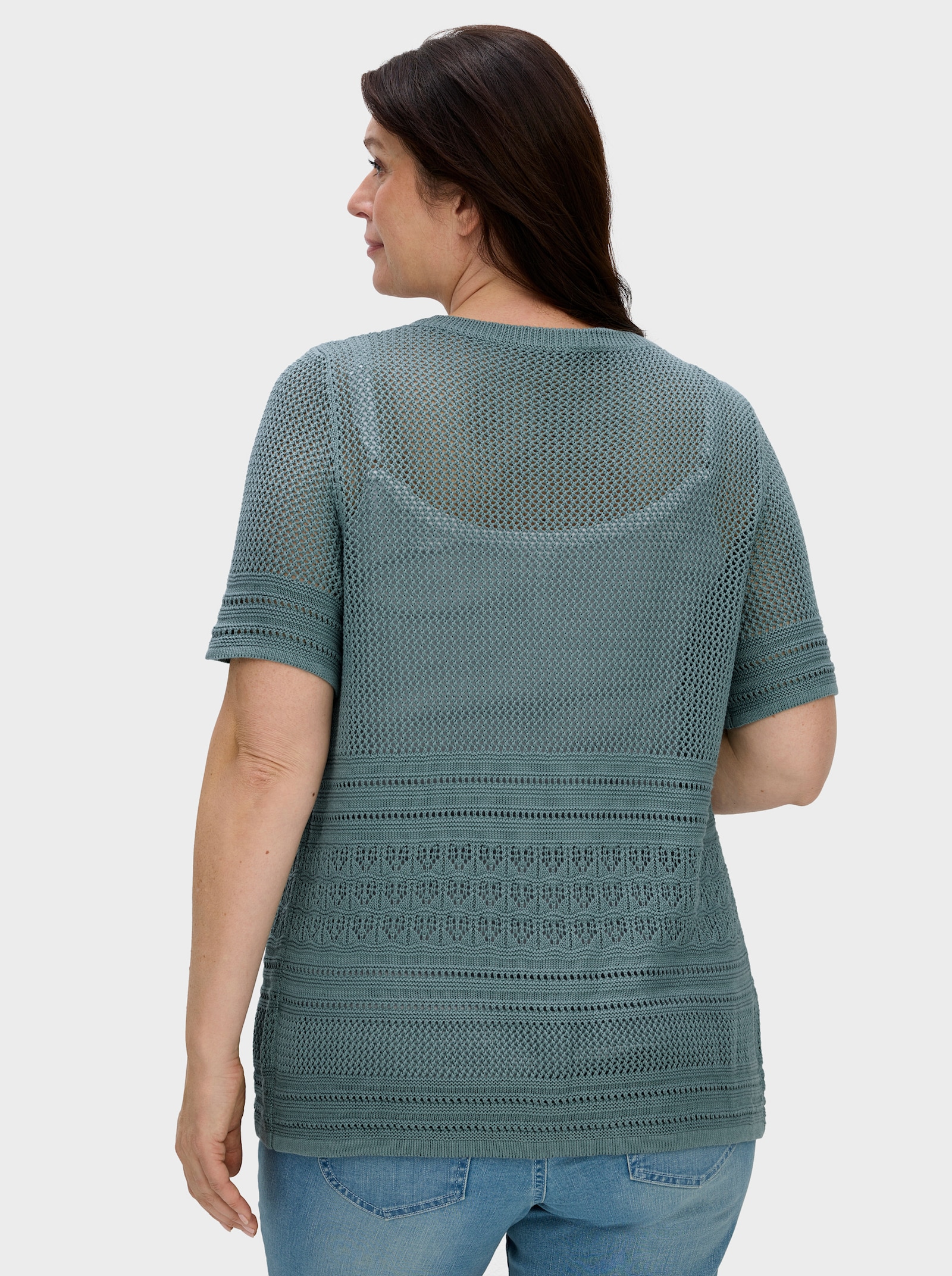Strickjacke in Ajourstrick - jade