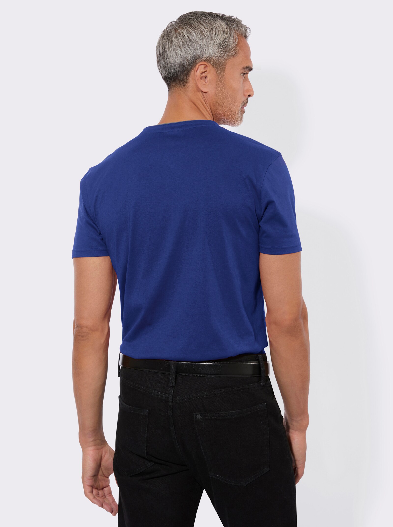 Henleyshirt mit kleinem Druck-Motiv - royalblau
