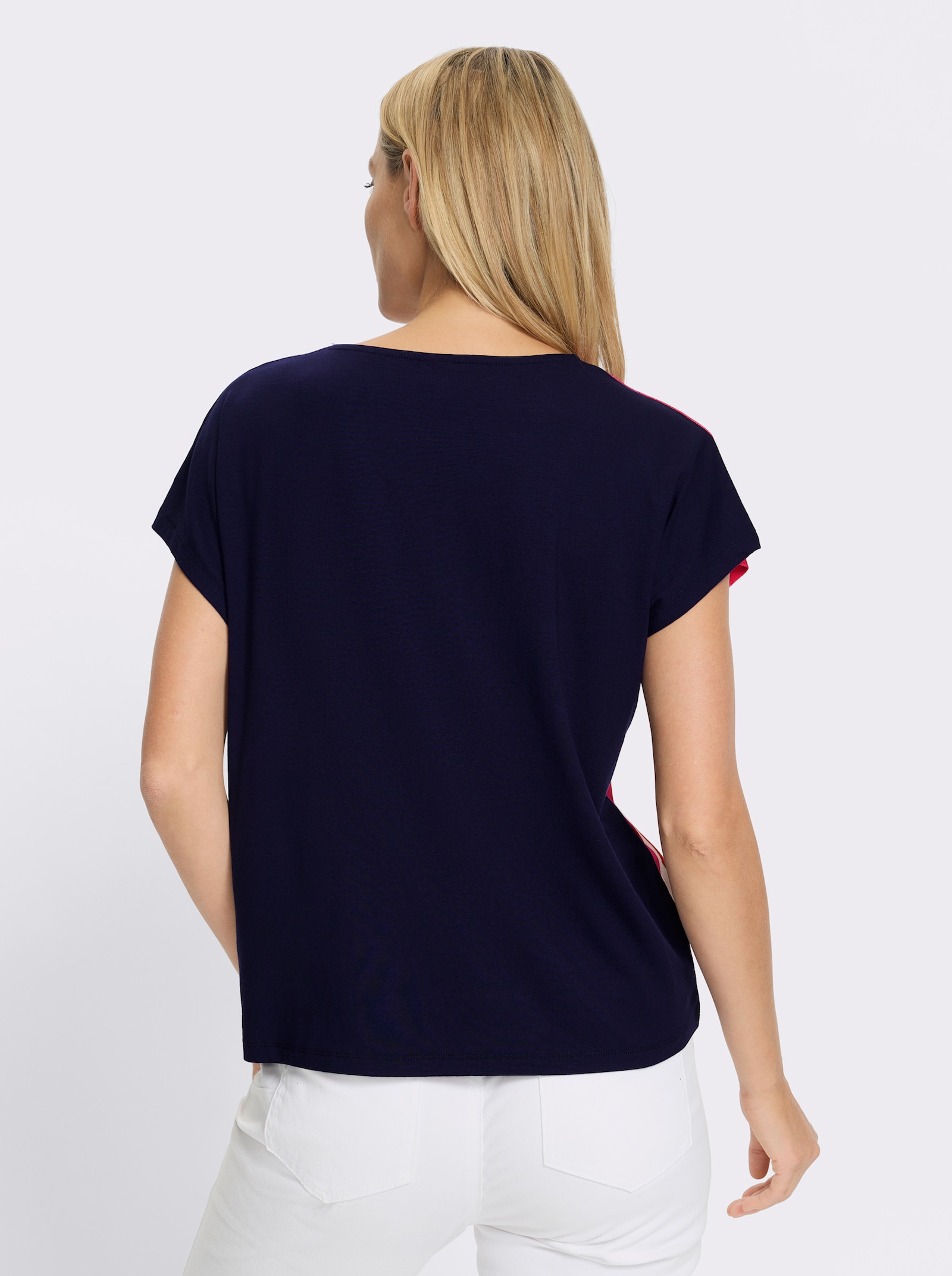 heine Kurzarmshirt mit Mustermix - orange-marine-bedruckt