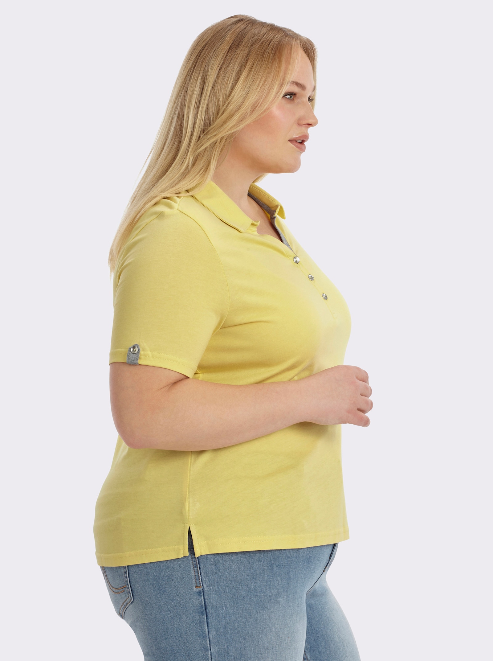Poloshirt mit Zierriegel - zitrone