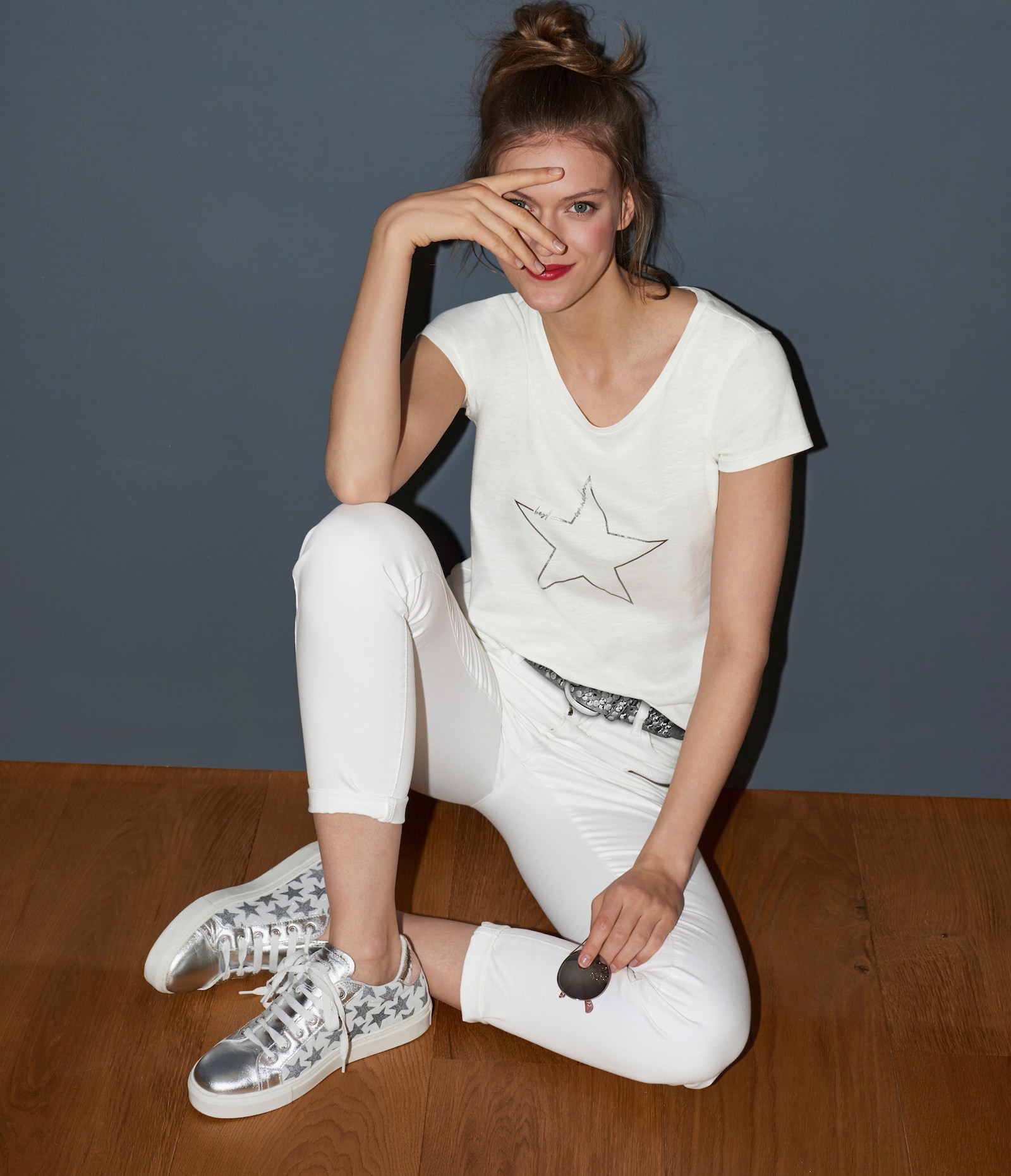 heine T-Shirt aus Flammgarn - offwhite