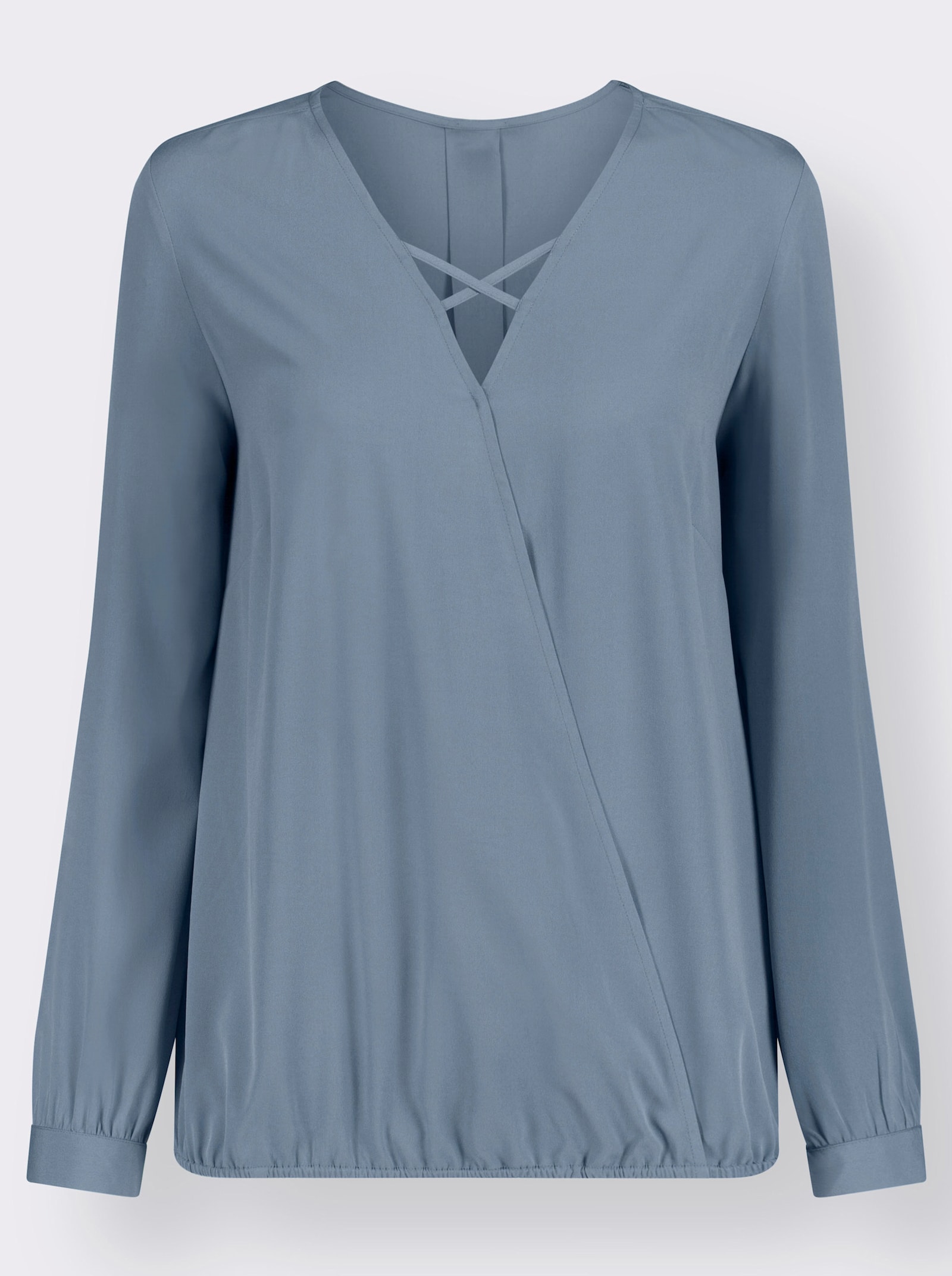 Schlupfbluse mit Falte hinten für viel Weite - rauchblau