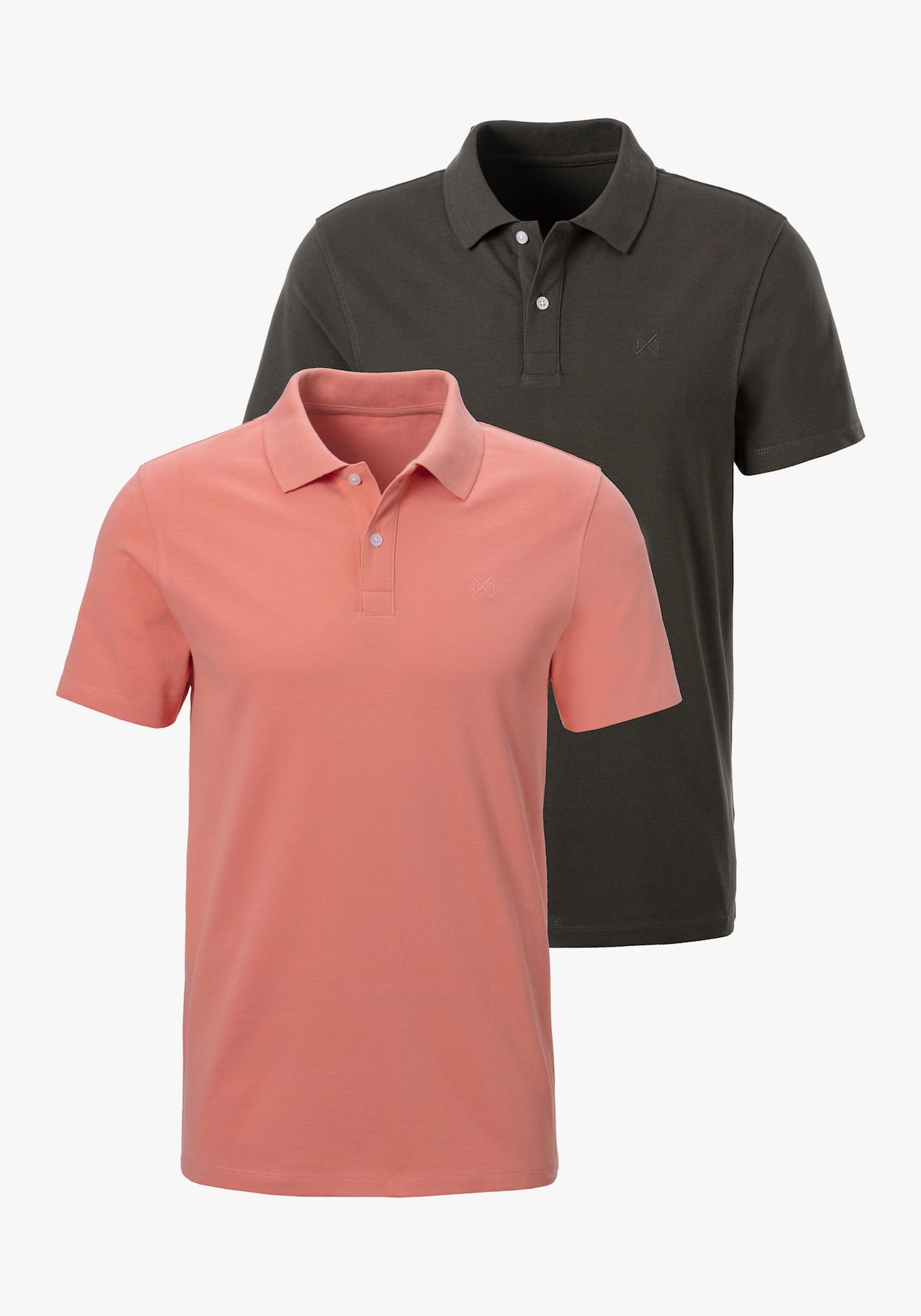 Poloshirt - apricot/donkergrijs