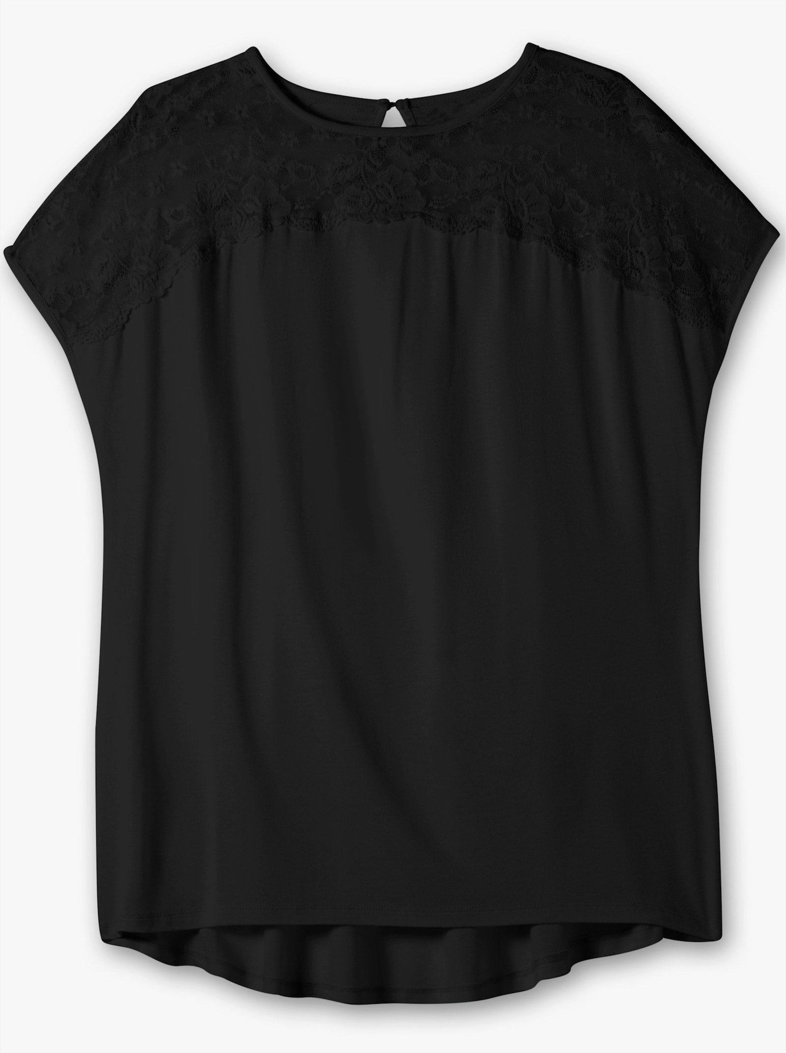 sheego Spitzenshirt in A-Linie - schwarz