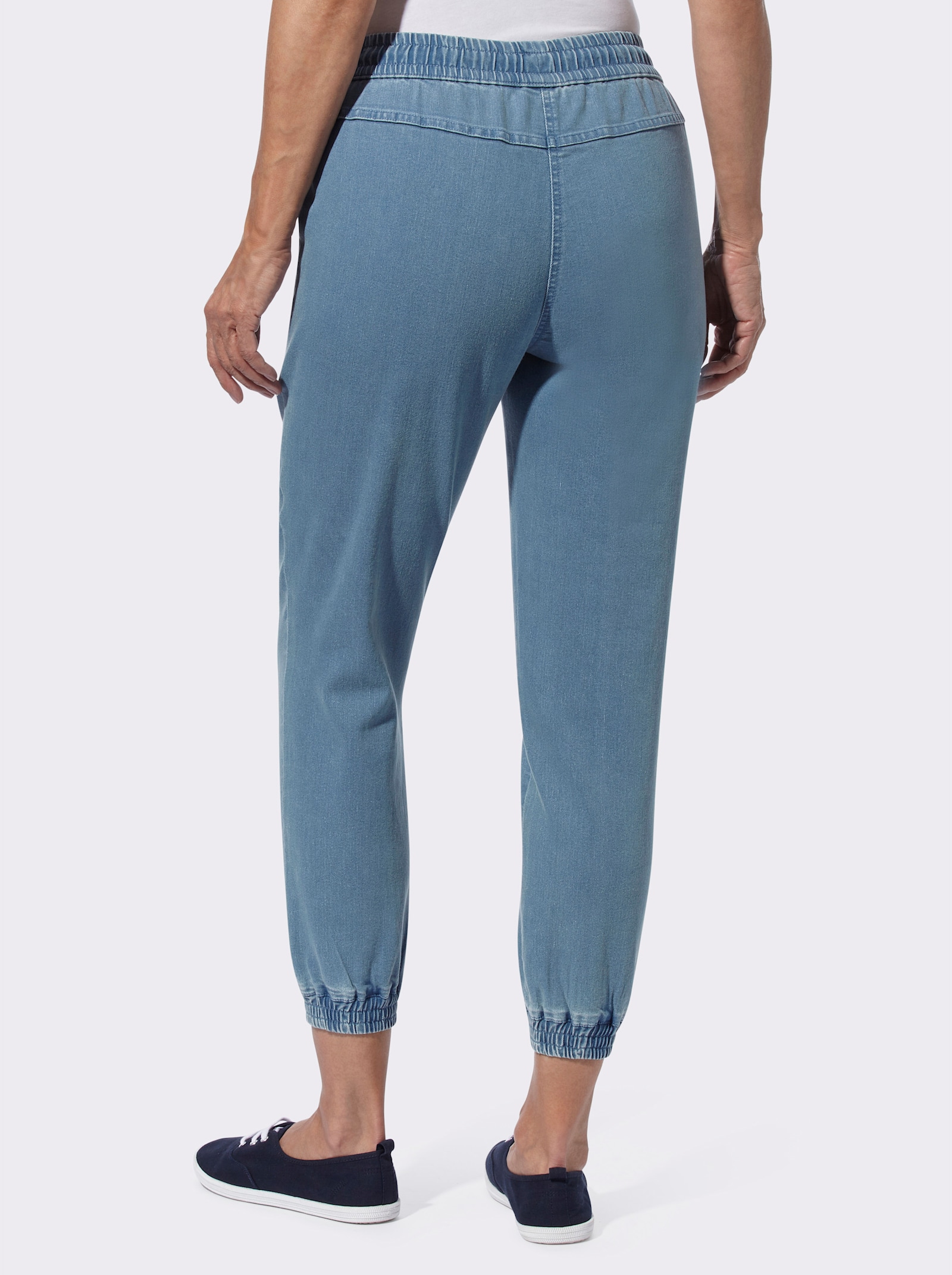 7/8-jeans met elastische boordjes aan de zoom - blue-bleached