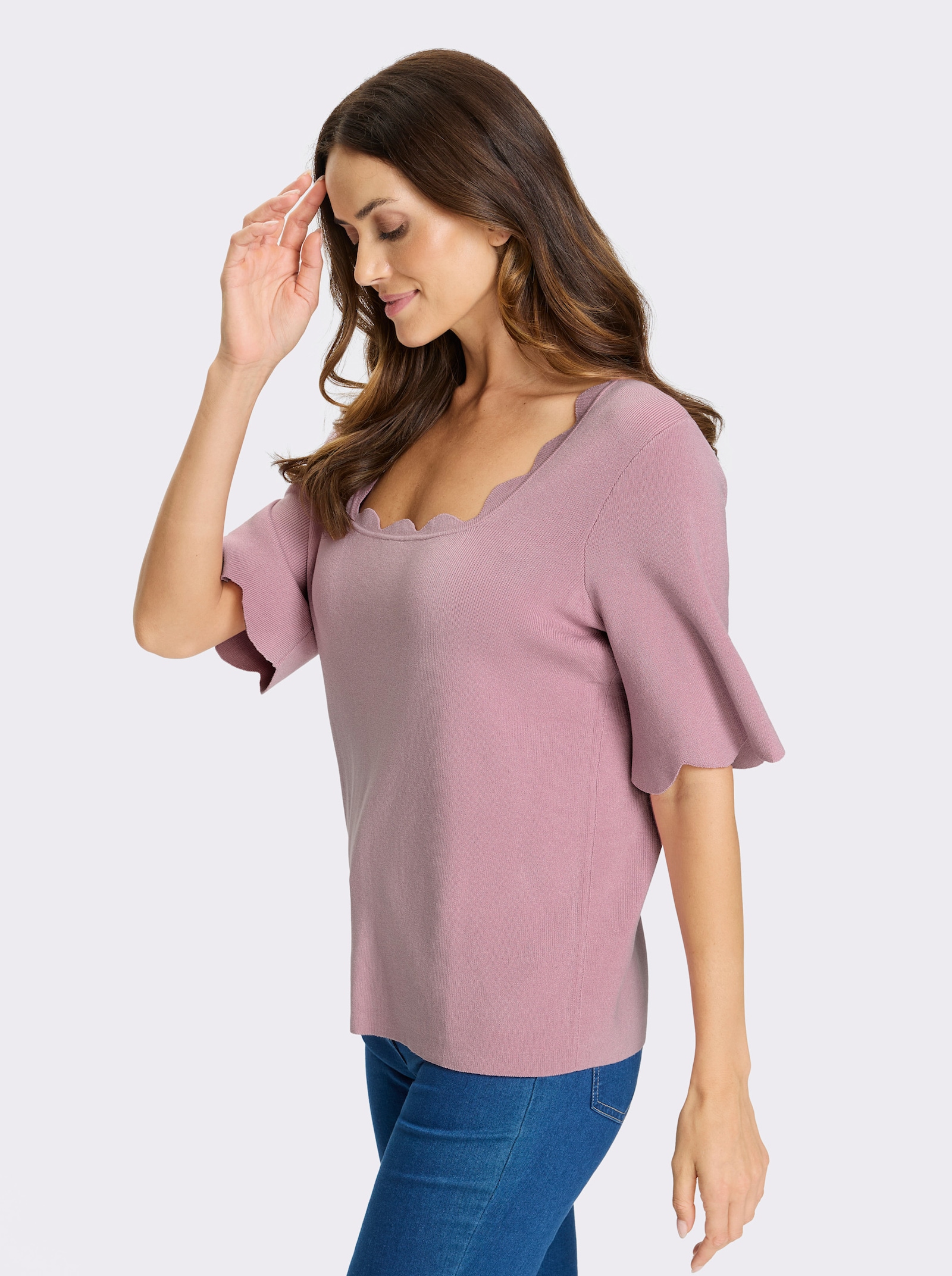 heine Feinstrickpullover mit Carré-Ausschnitt - rosé