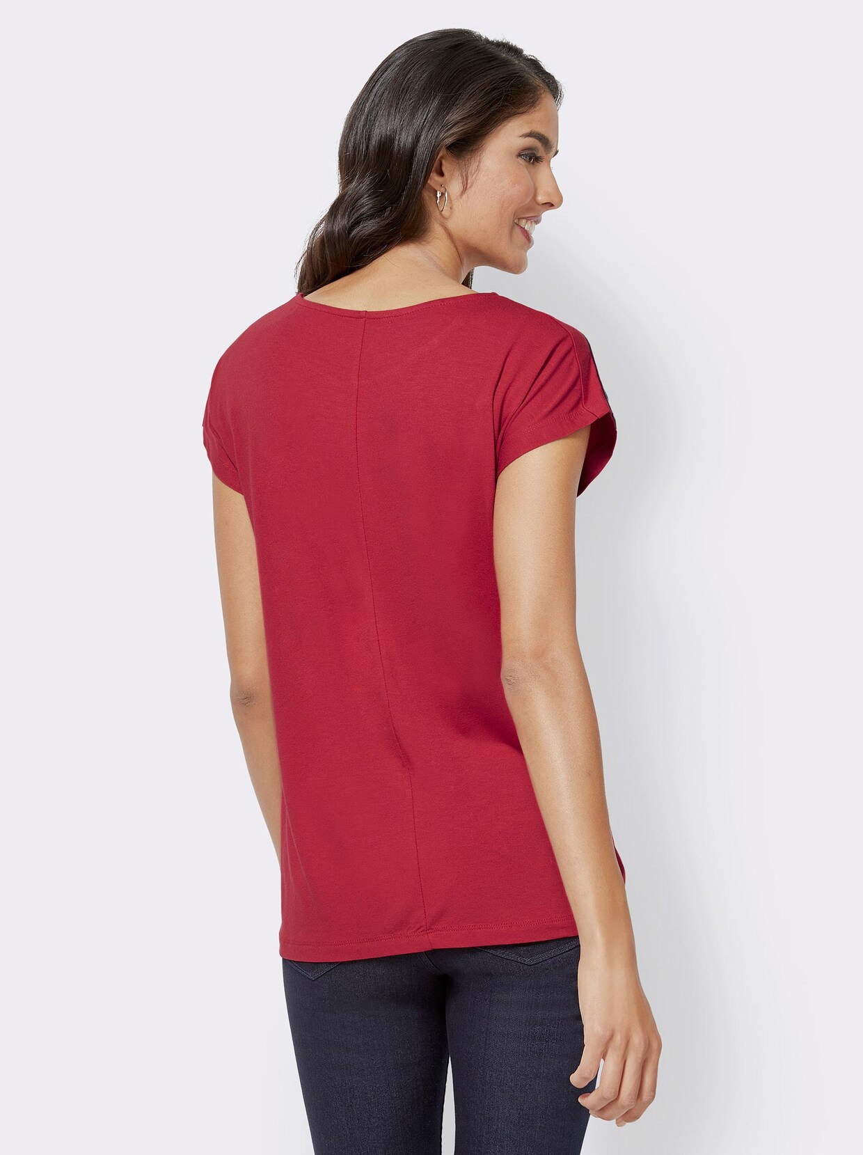 Shirt met ronde hals - rood/marine