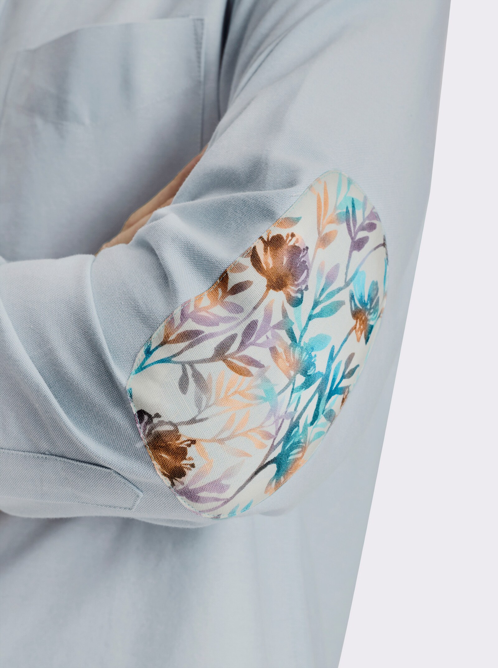 Marco Donati Langarmhemd mit Ellbogen-Patches - eisblau