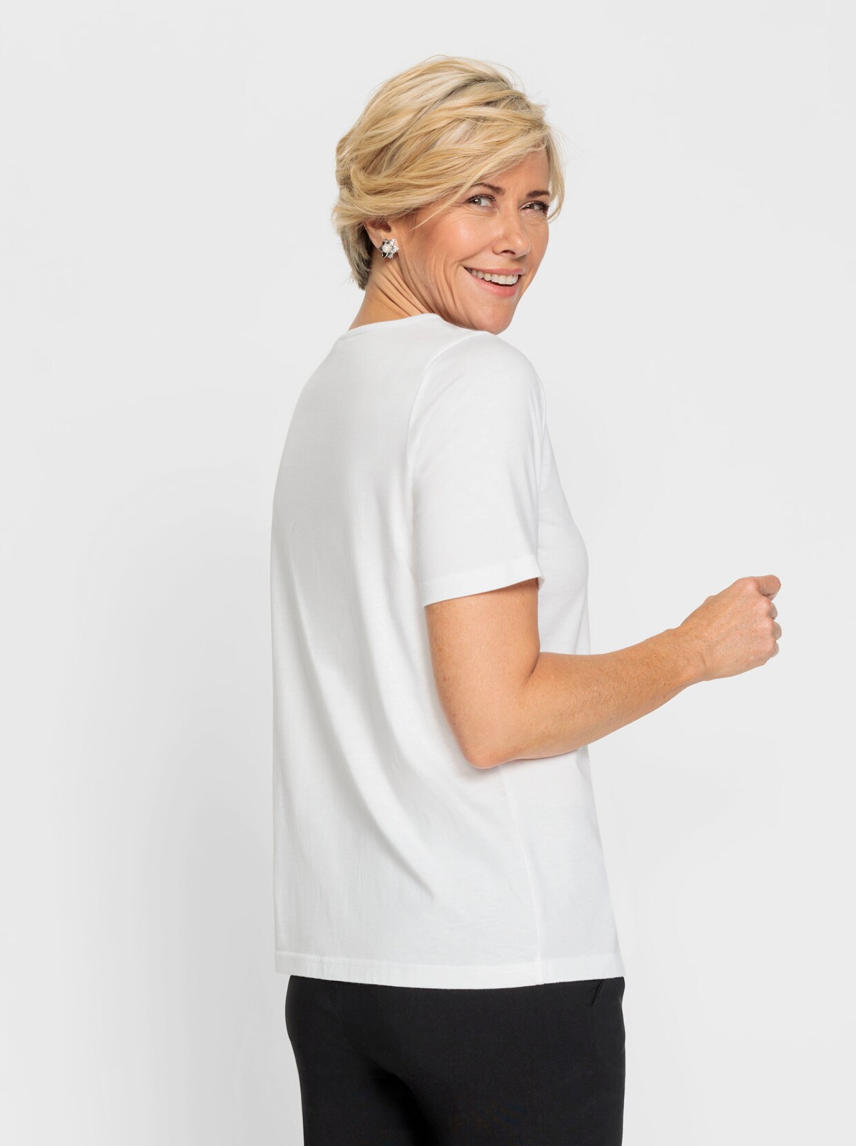 Rundhalsshirt - weiß