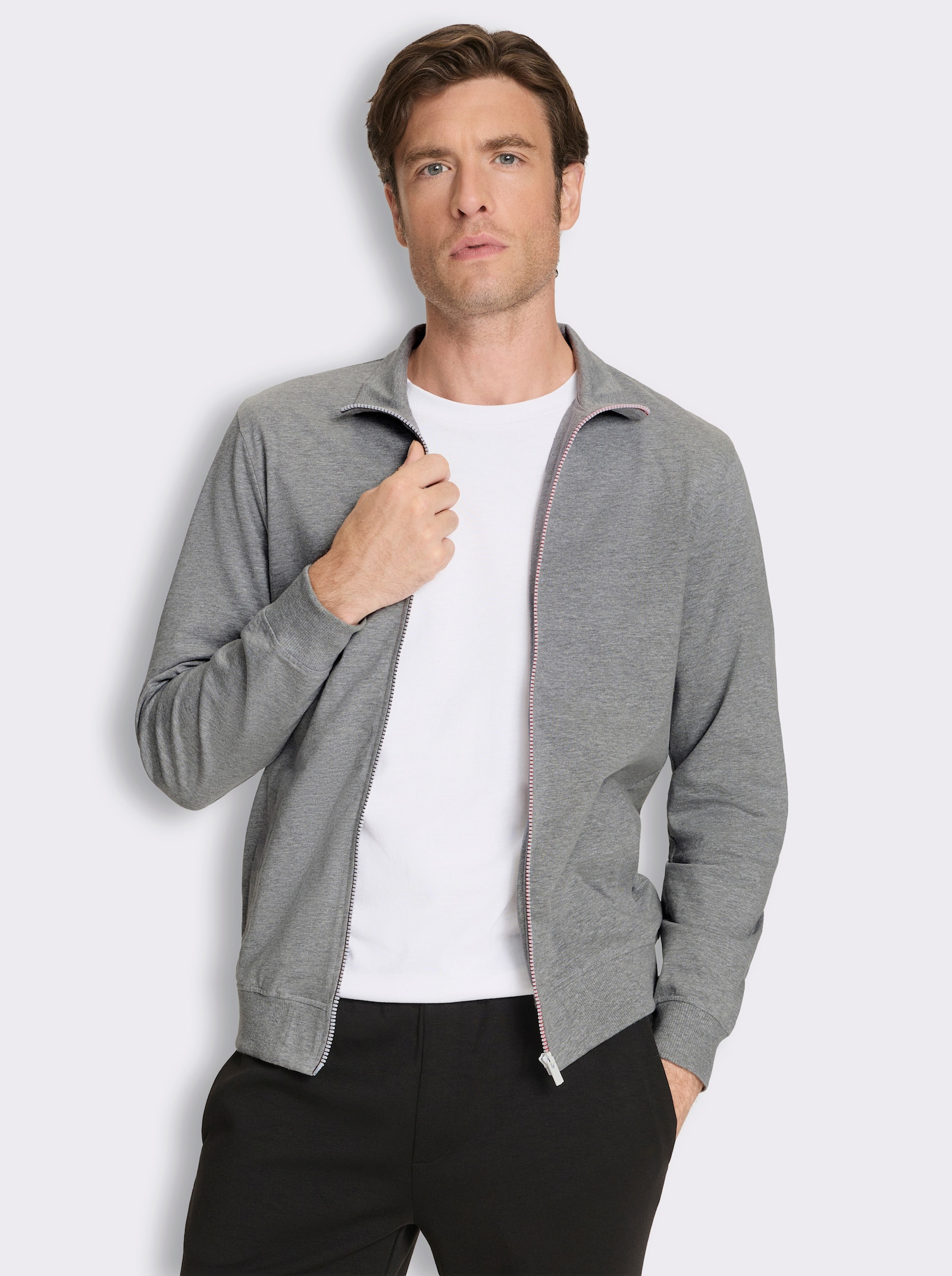 Catamaran Sports Sweatjacke mit Kontrast-Reißverschluss - grau-meliert