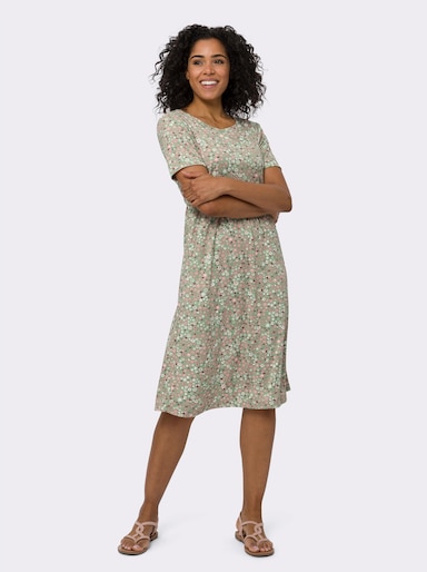 Jerseykleid - eucalyptus-rosenquarz-bedruckt