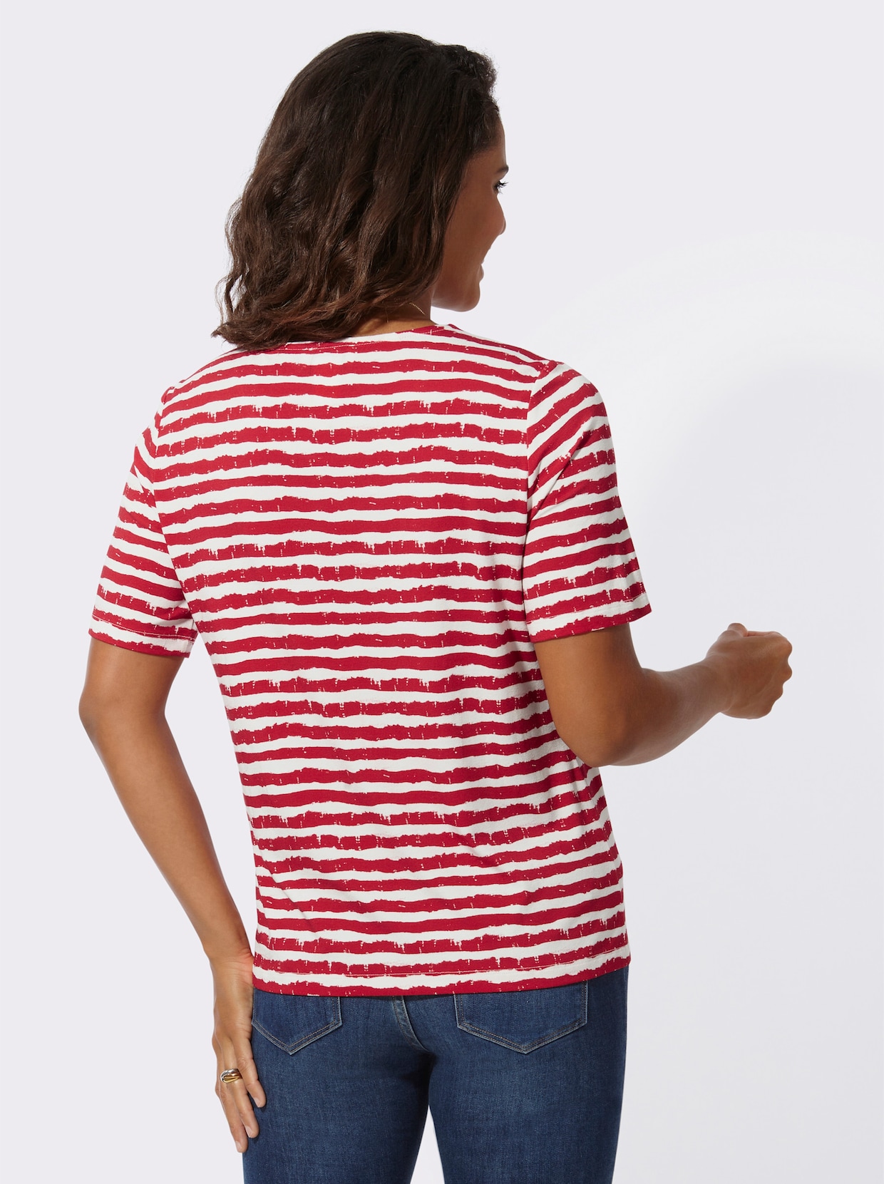 Streepjesshirt - rood/ecru gestreept