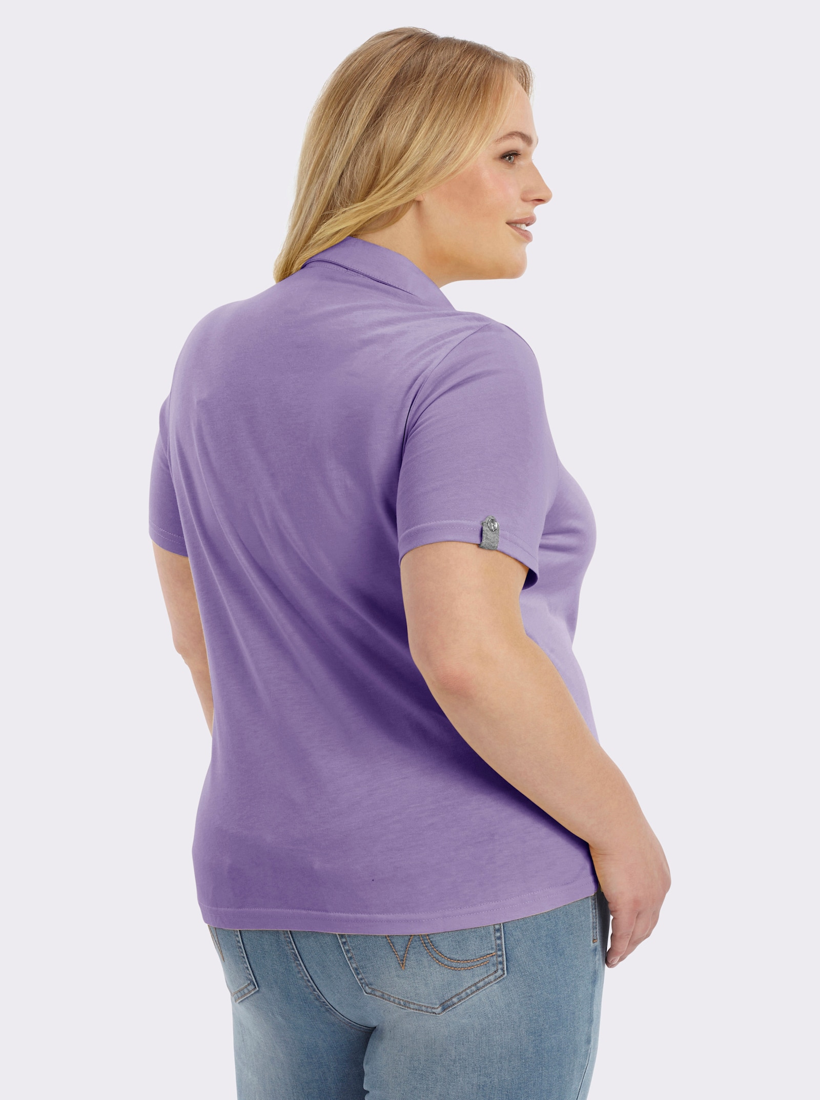Poloshirt mit Zierriegel - flieder