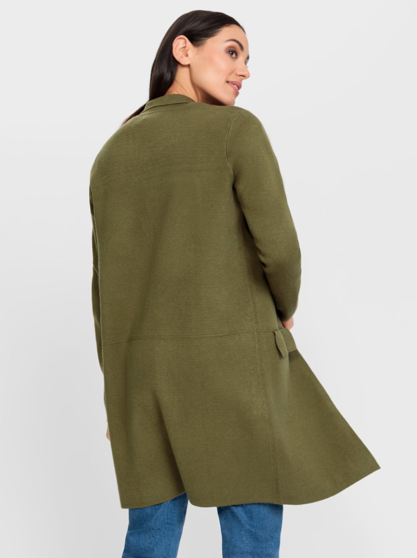 heine Manteau en tricot avec poches à rabat - vert olive