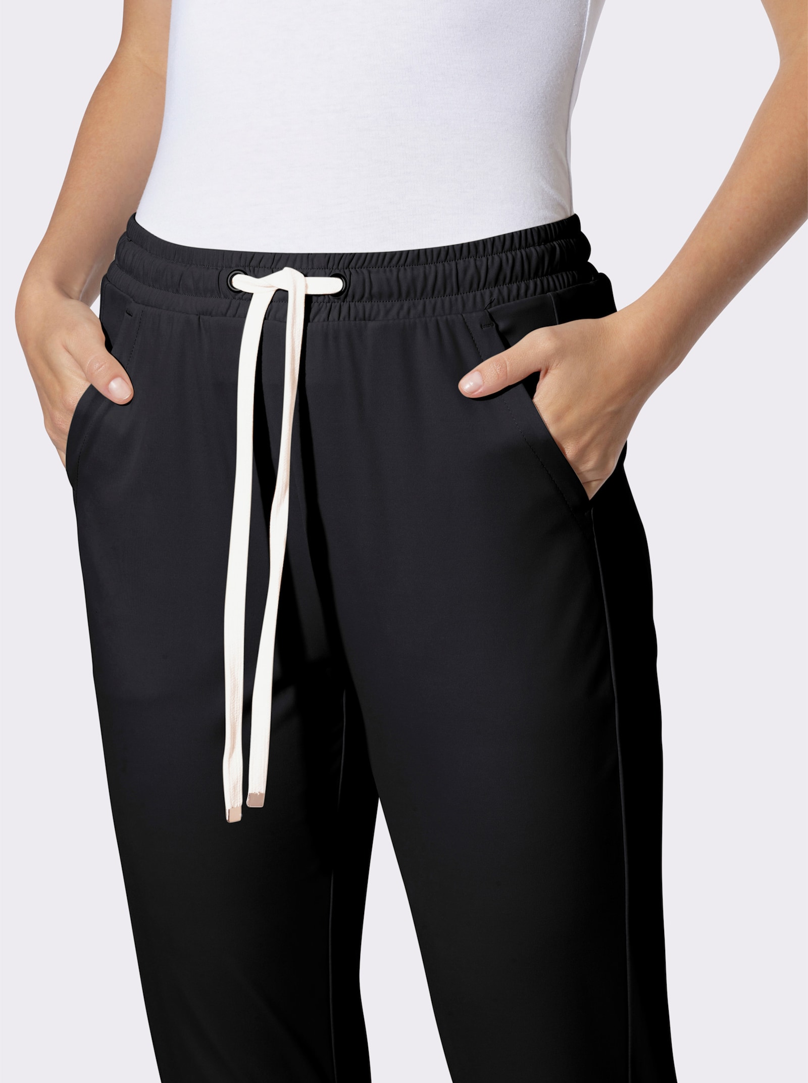 heine Jogg Pants mit Kontrast-Kordel - schwarz