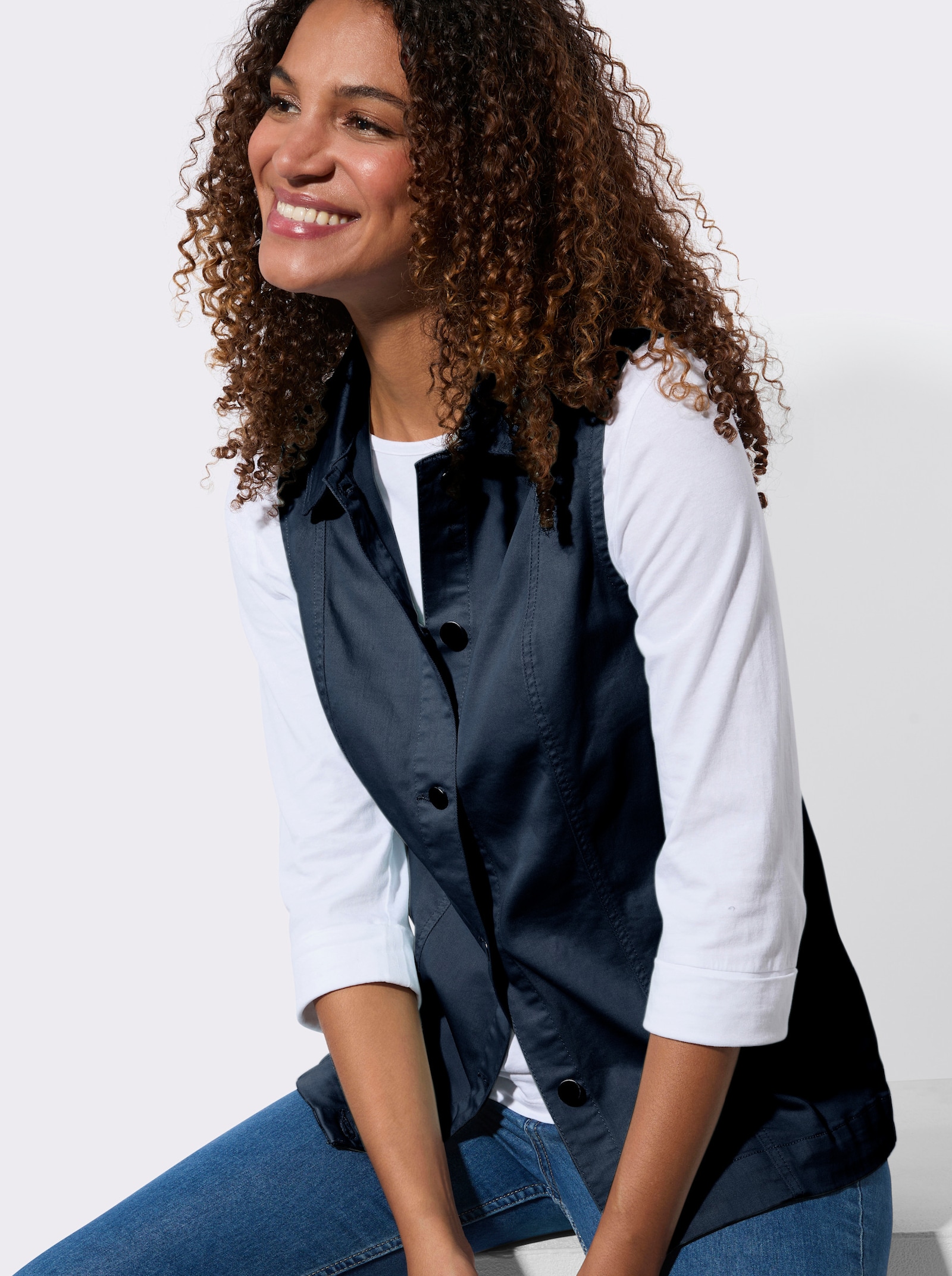 Weste in Jeans-Optik - dunkelblau