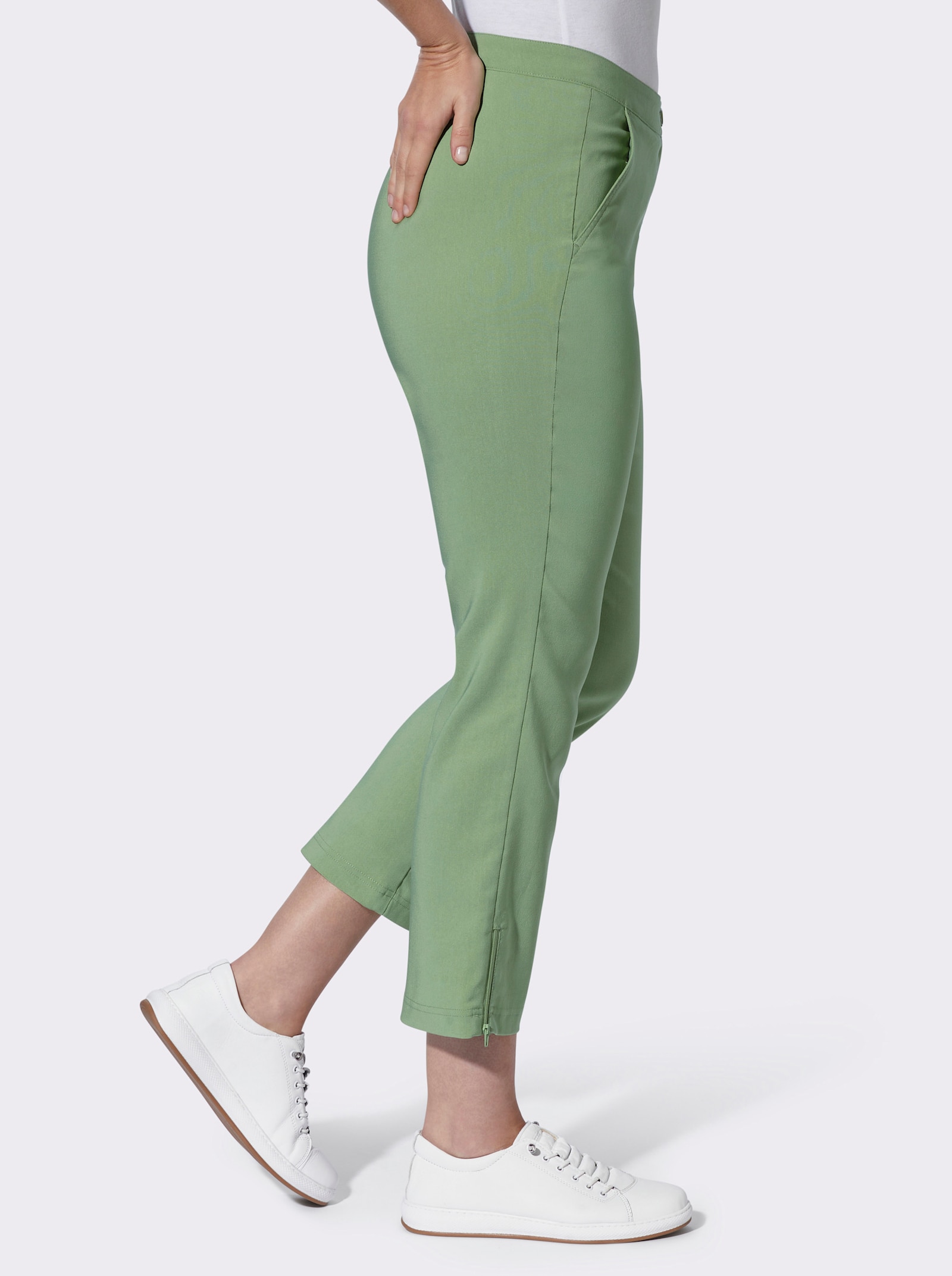 7/8-broek met ritssluitingen aan de zoom - eucalyptus