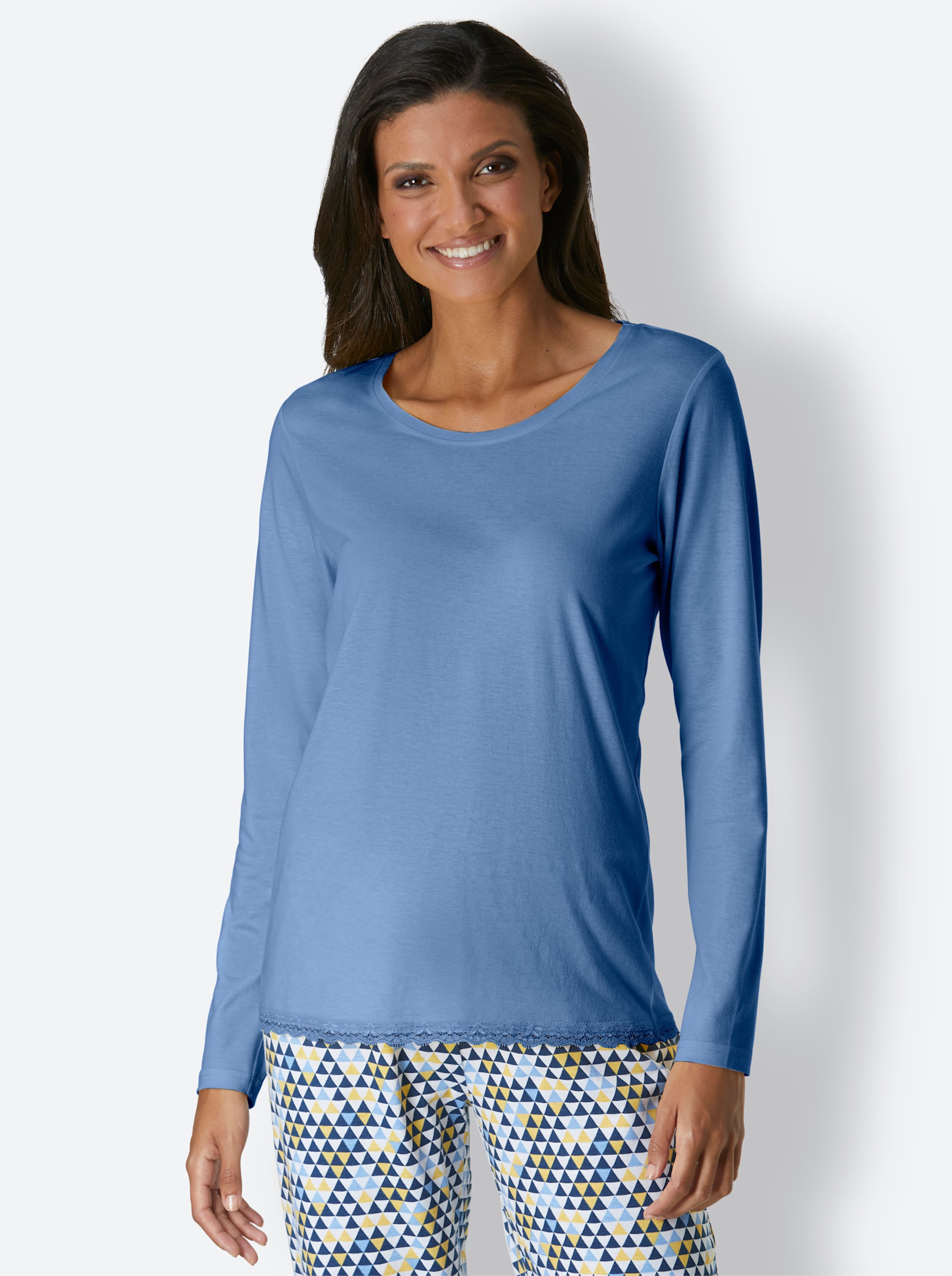 Witt Damen Schlafanzug-Shirt, himmelblau