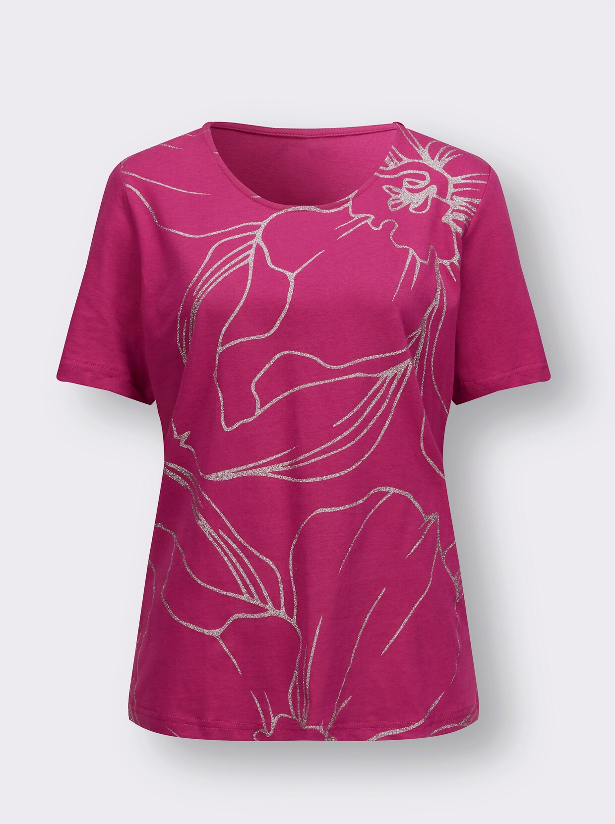 Shirt met ronde hals - fuchsia