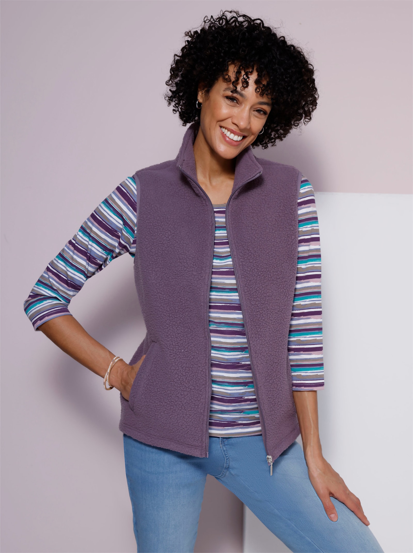 Fleeceweste mit Stehkragen - feige