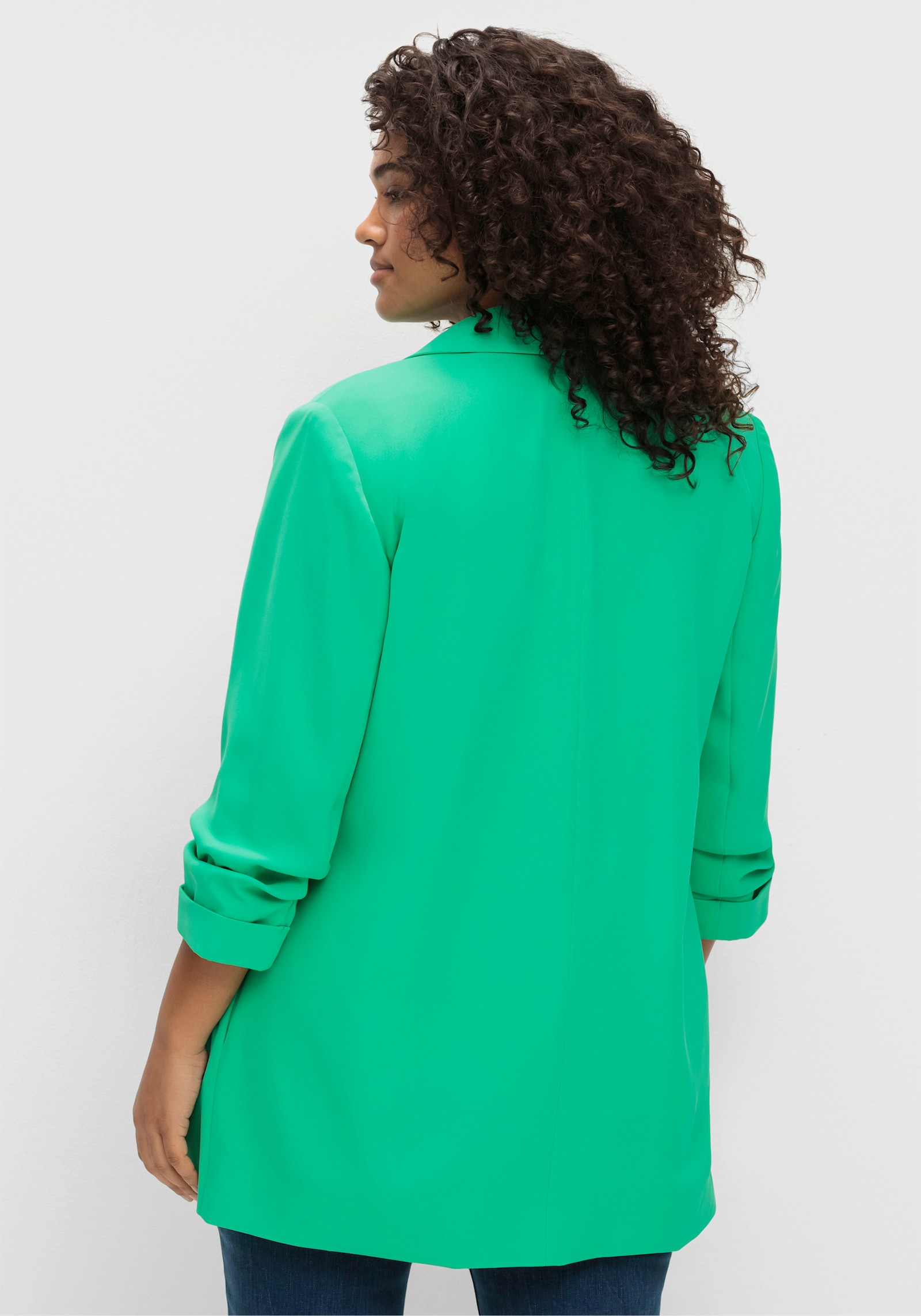 sheego Lange blazer met sjaalkraag - bladgroen